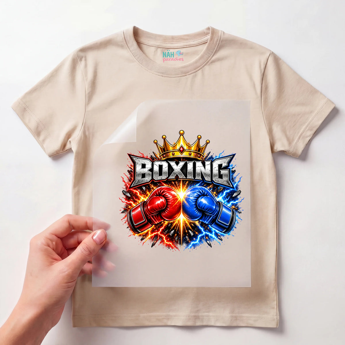 Bügelbild Boxing Boxhandschuhe mit Krone