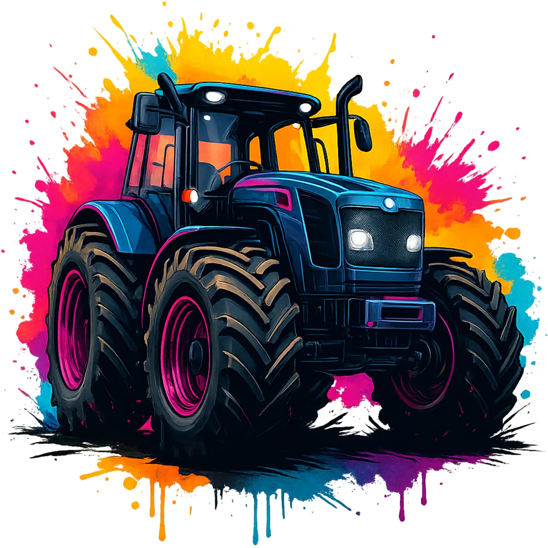 Bügelbild Bunter Traktor Splash - S