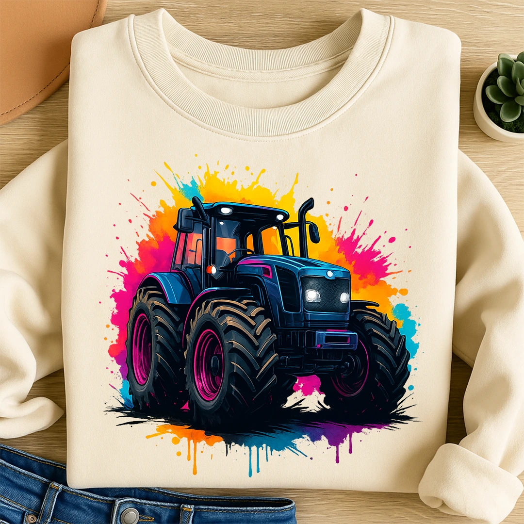 Bügelbild Bunter Traktor Splash