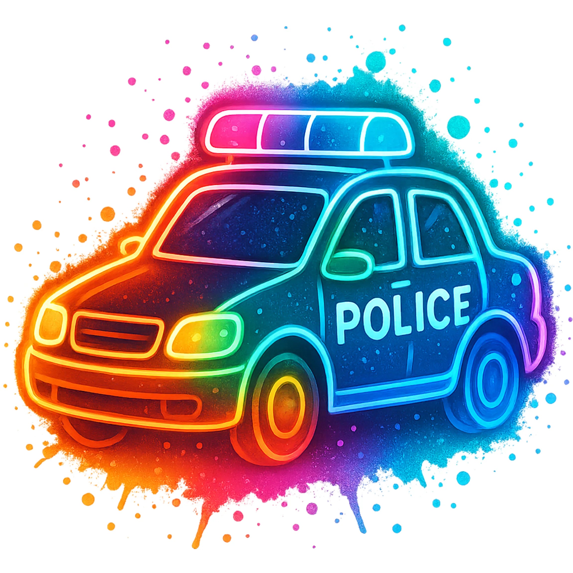 Bügelbild Buntes Polizeiauto - S