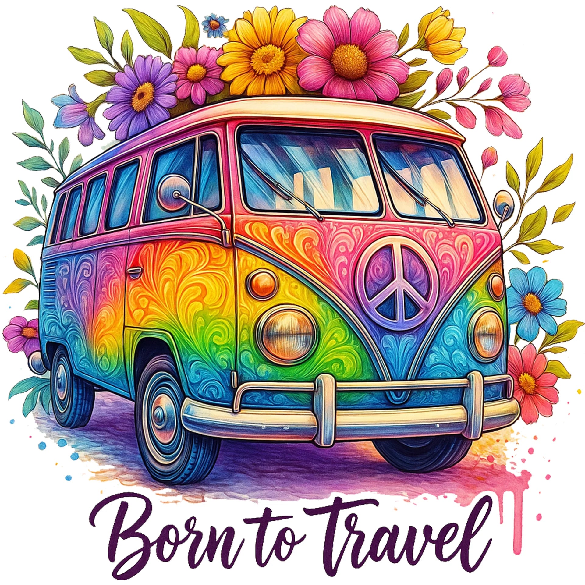 Bügelbild Camping Born to travel - S