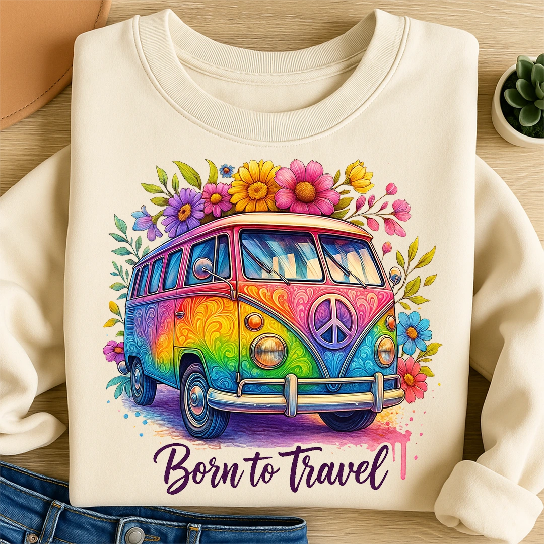 Bügelbild Camping Born to travel