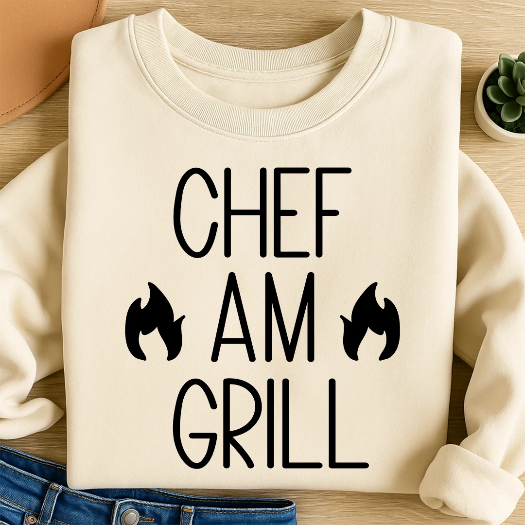 Bügelbild Schriftzug Chef am Grill