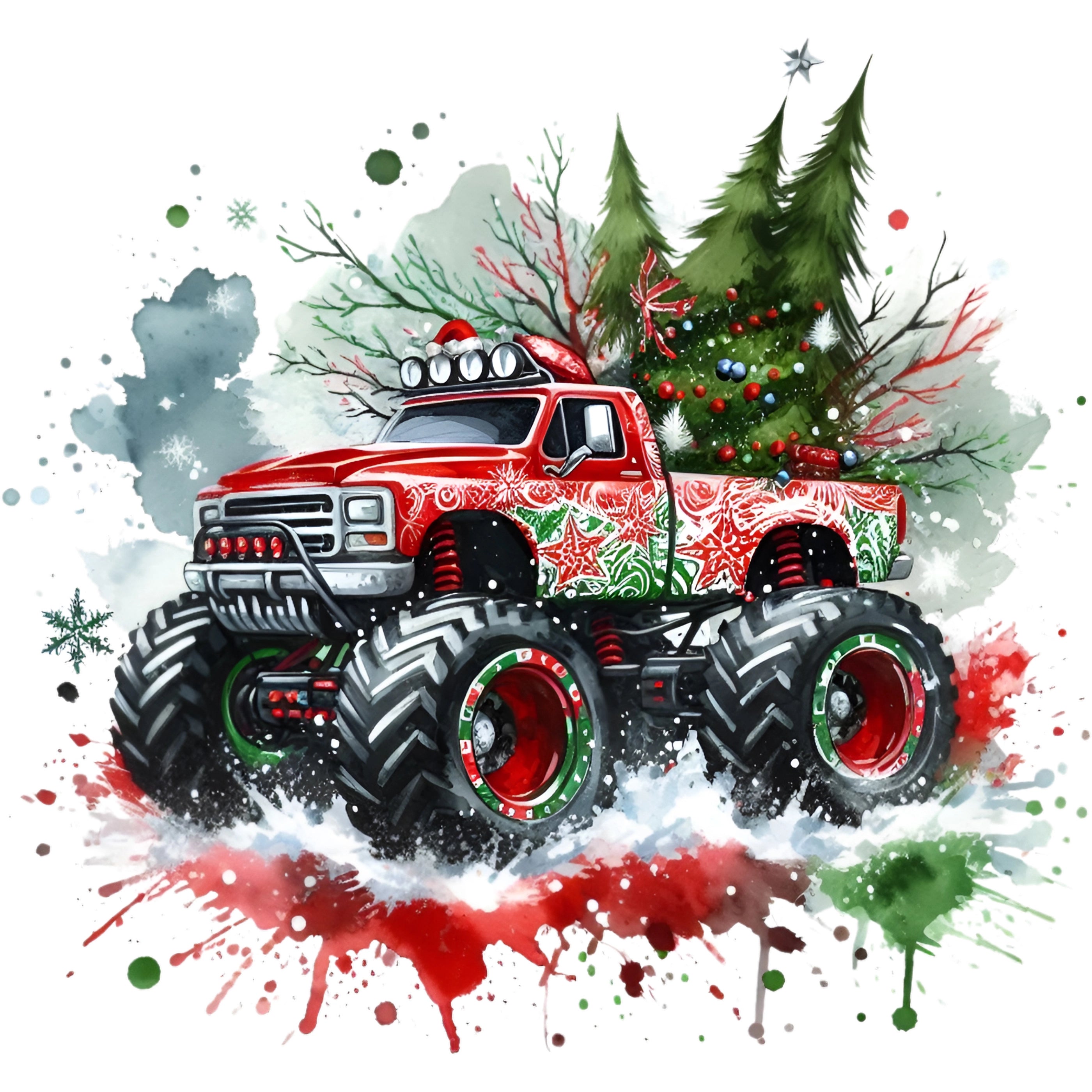 Bügelbild Christmas Monstertruck Power