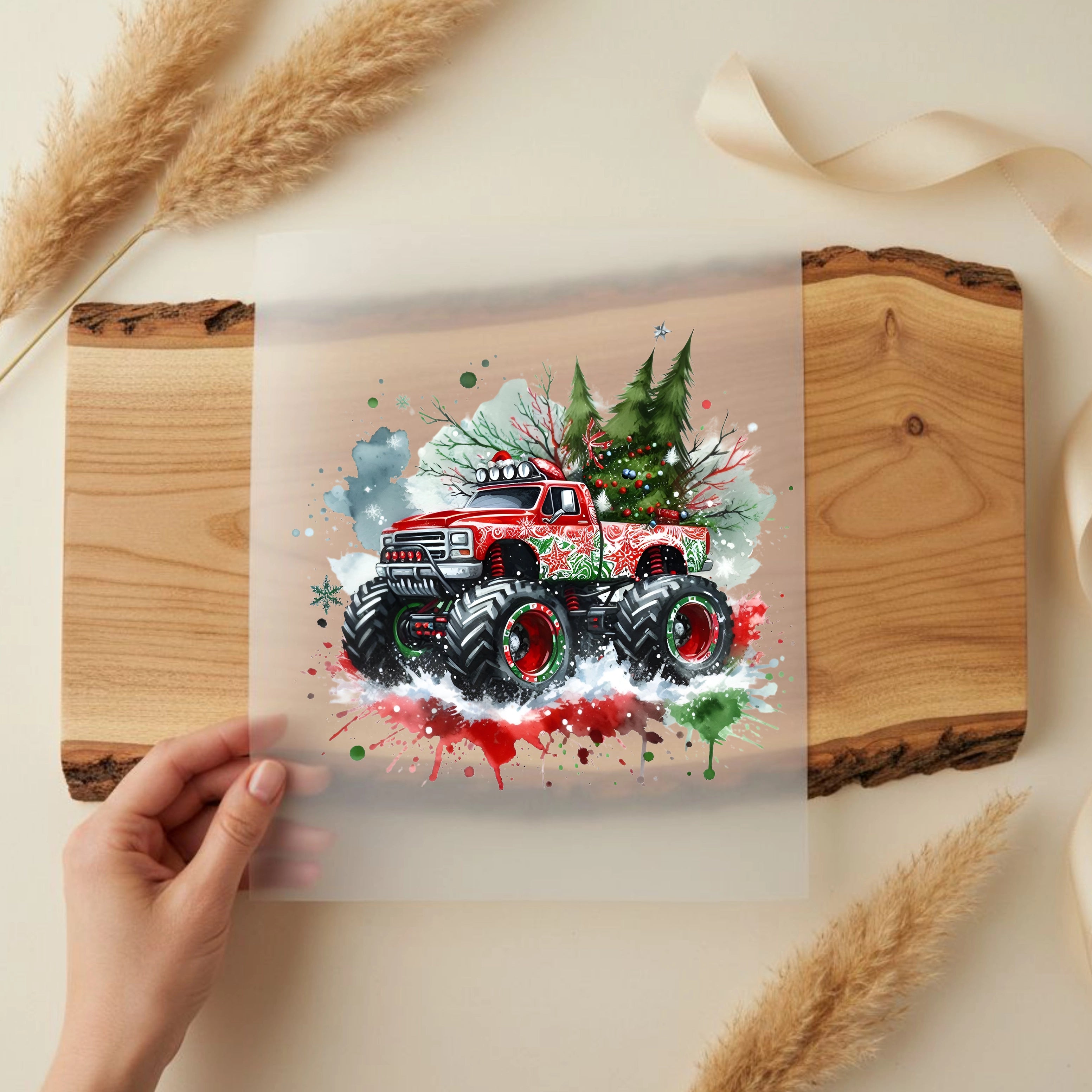 Bügelbild Christmas Monstertruck Power