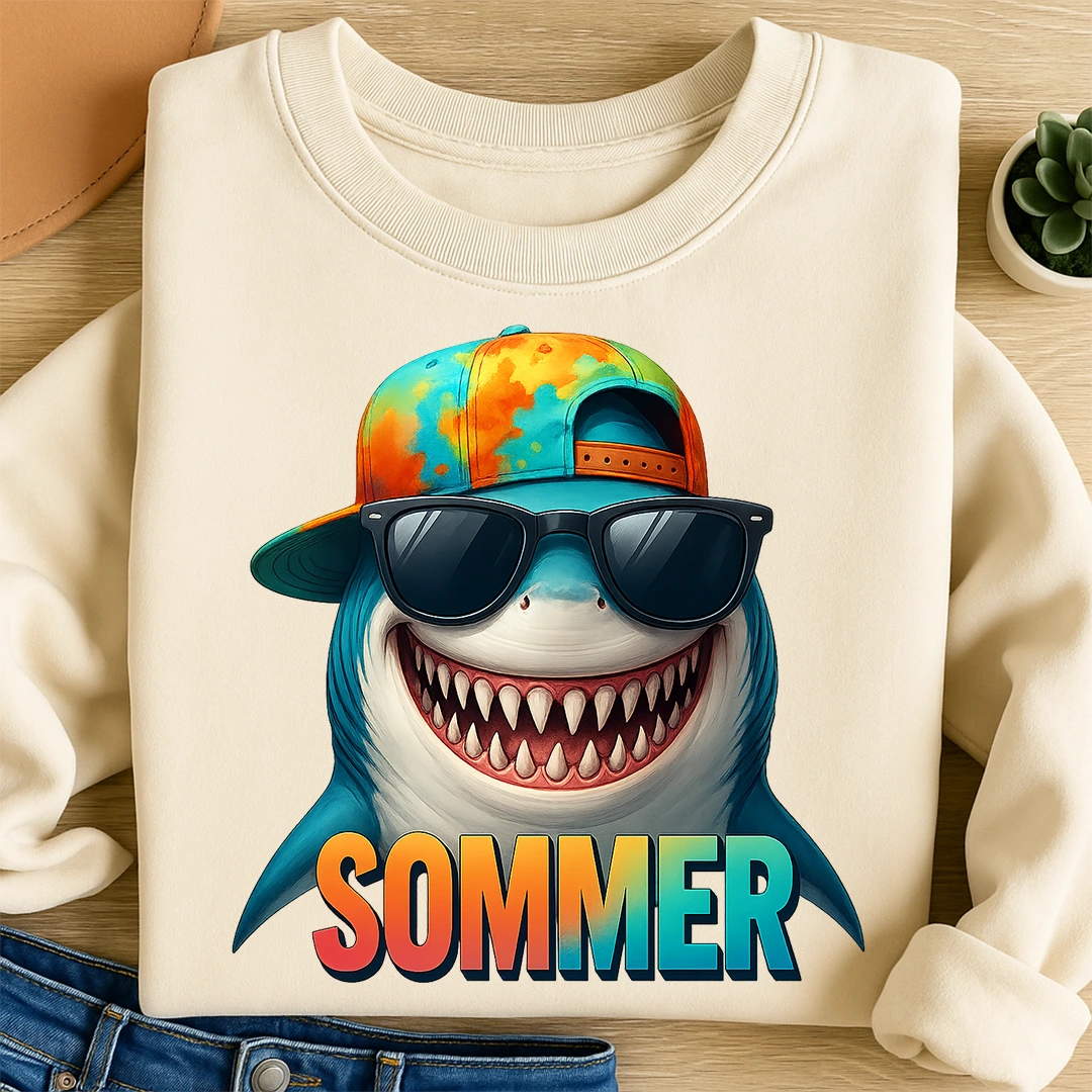 Bügelbild Cooler Sommer Hai