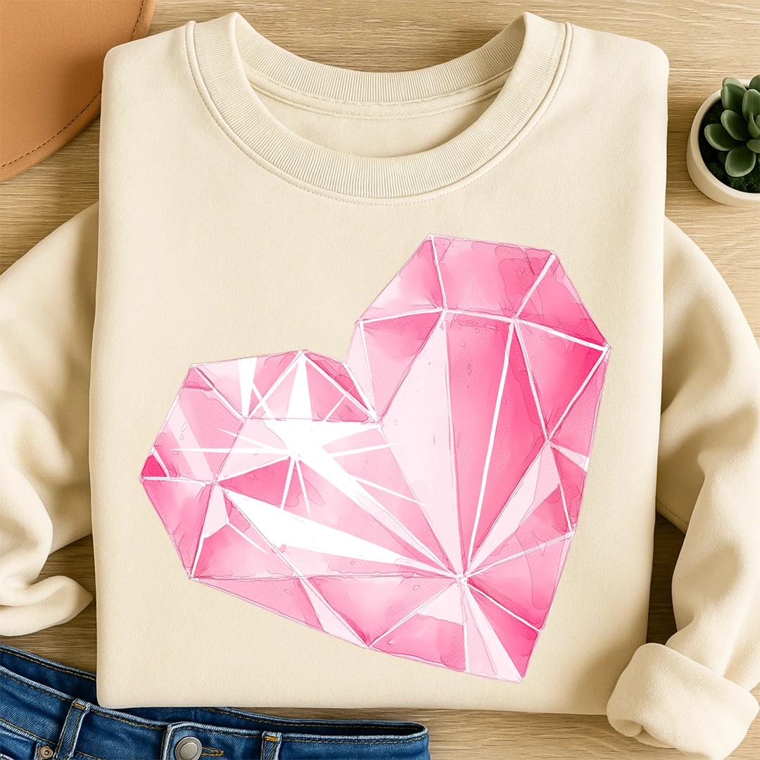 Bügelbild Diamant Herz Pink