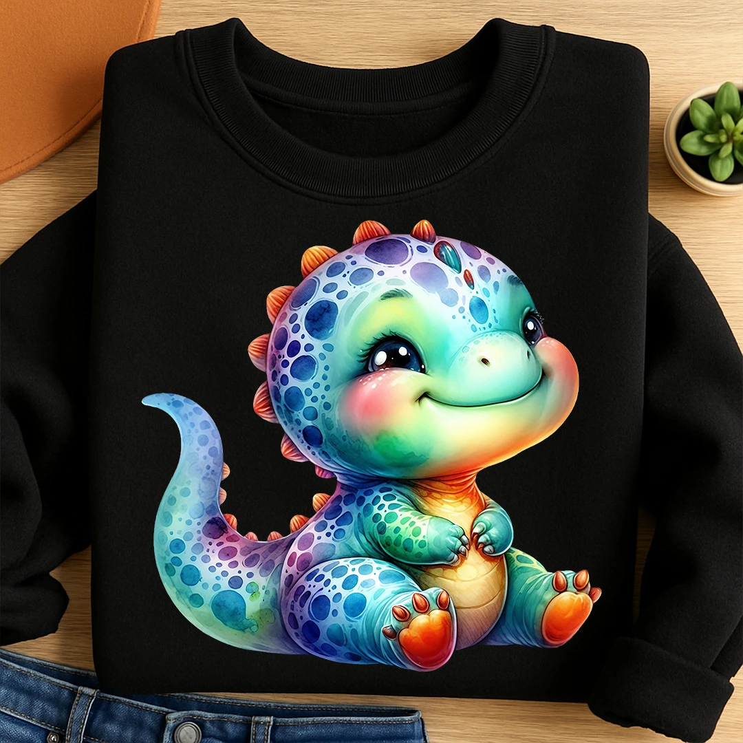 Bügelbild Dino bunter Kuschelsaurier