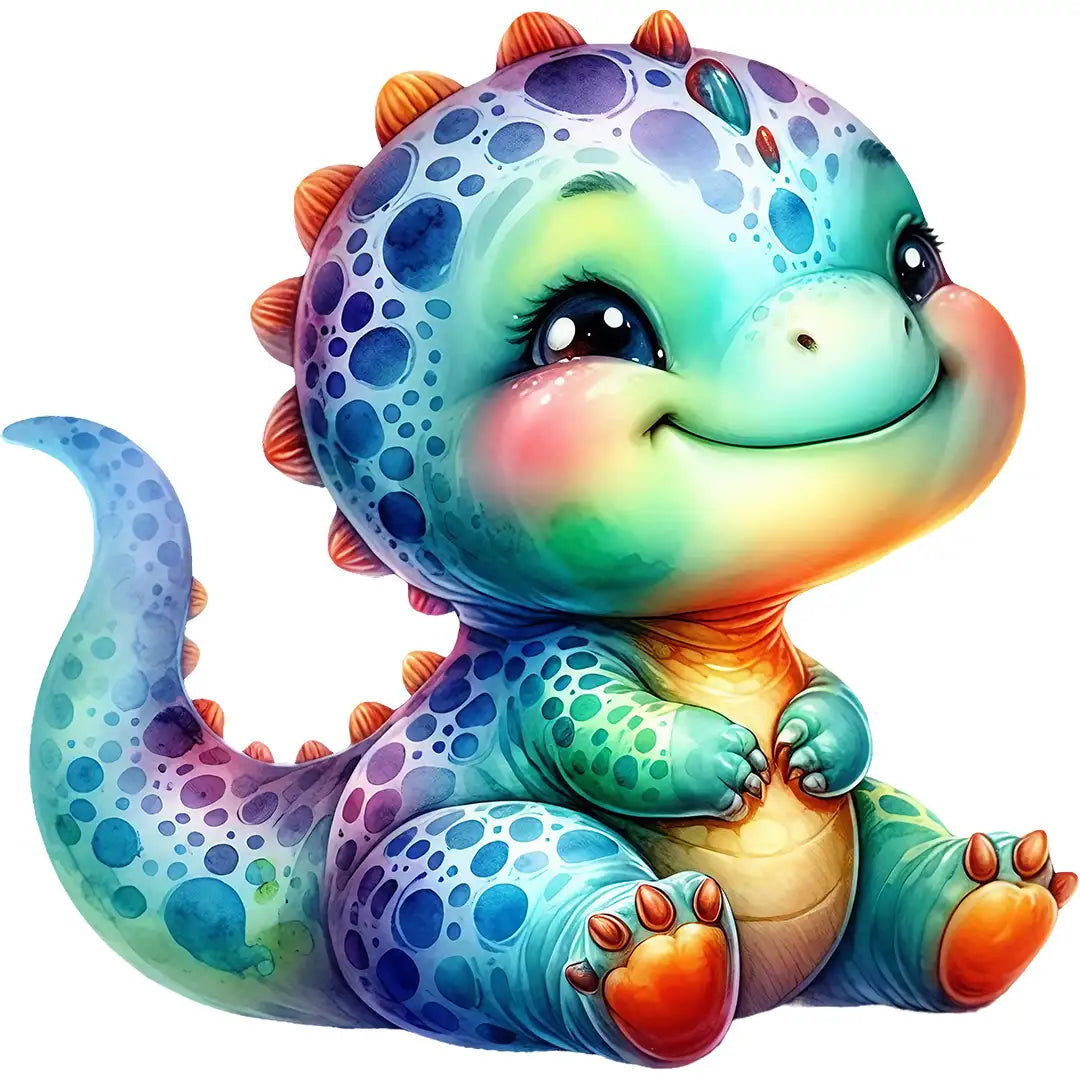 Bügelbild Dino bunter Kuschelsaurier - S