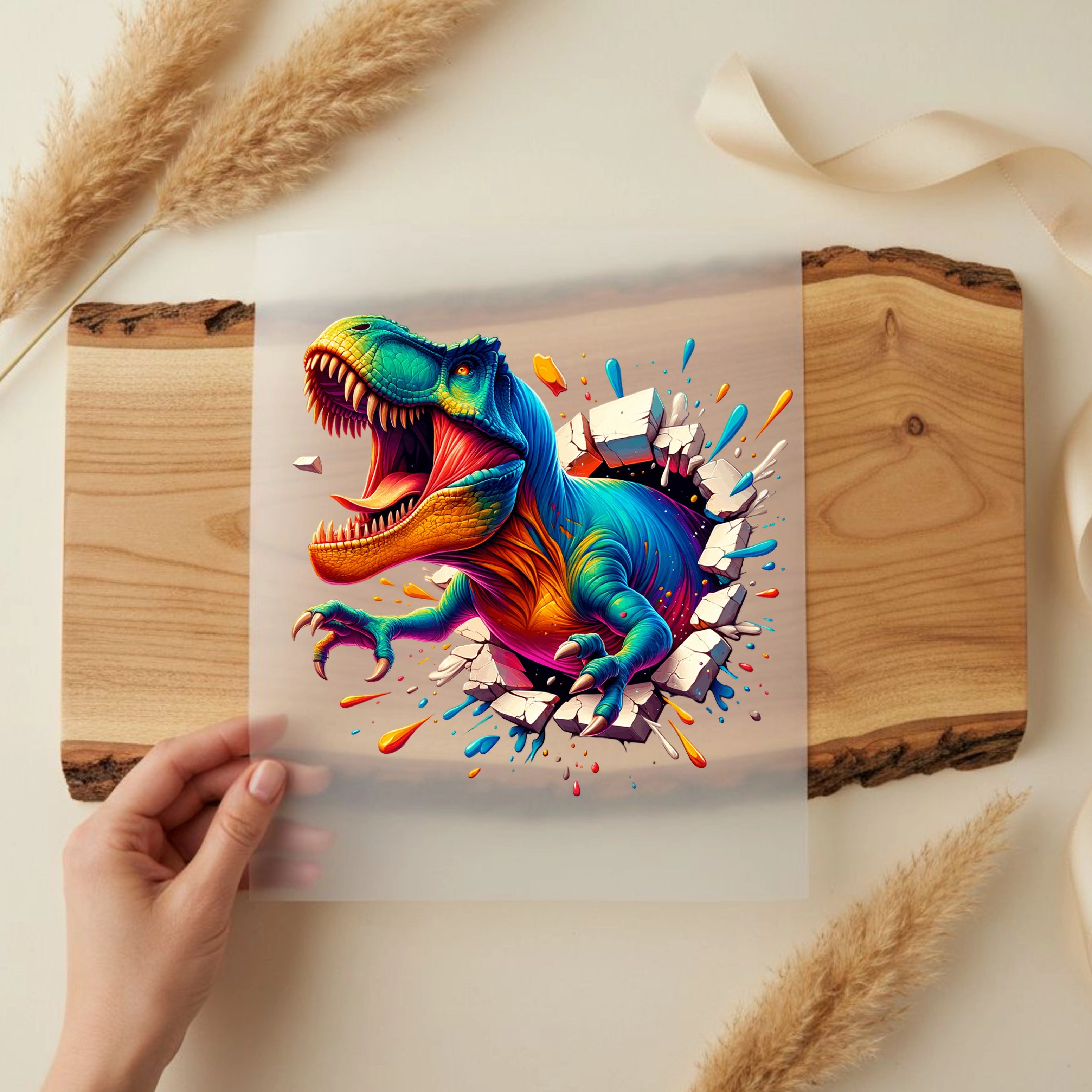 Bügelbild Dino Farbkracher