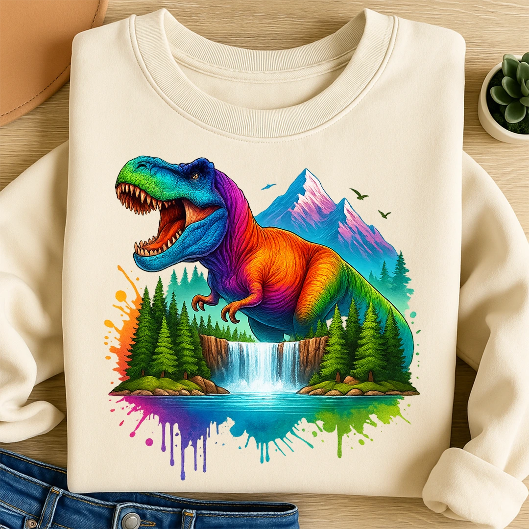 Bügelbild Dino im Paradies