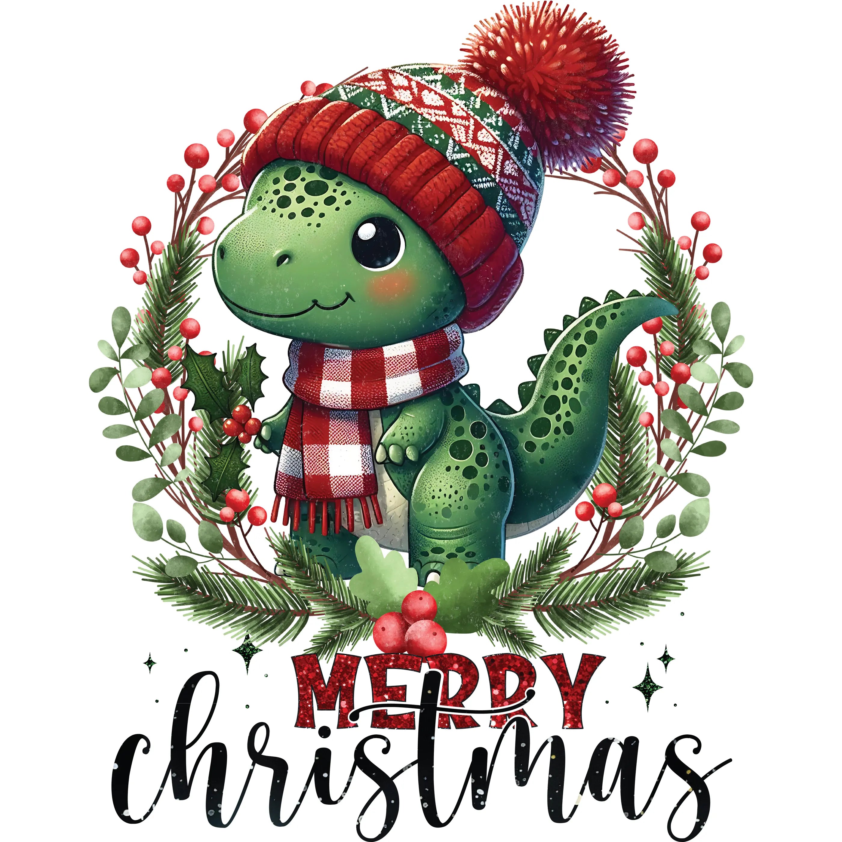 Bügelbild Dino Merry Christmas