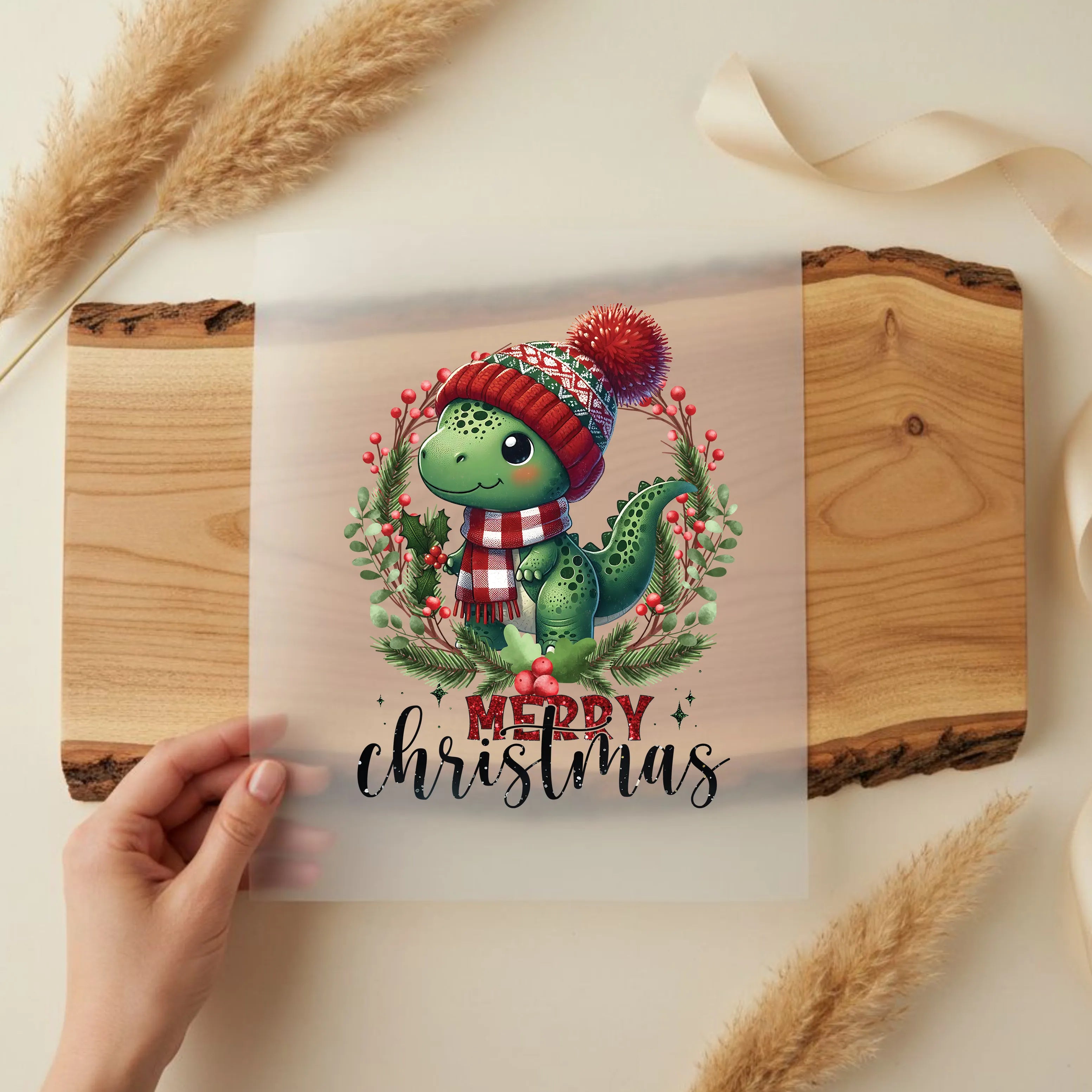 Bügelbild Dino Merry Christmas