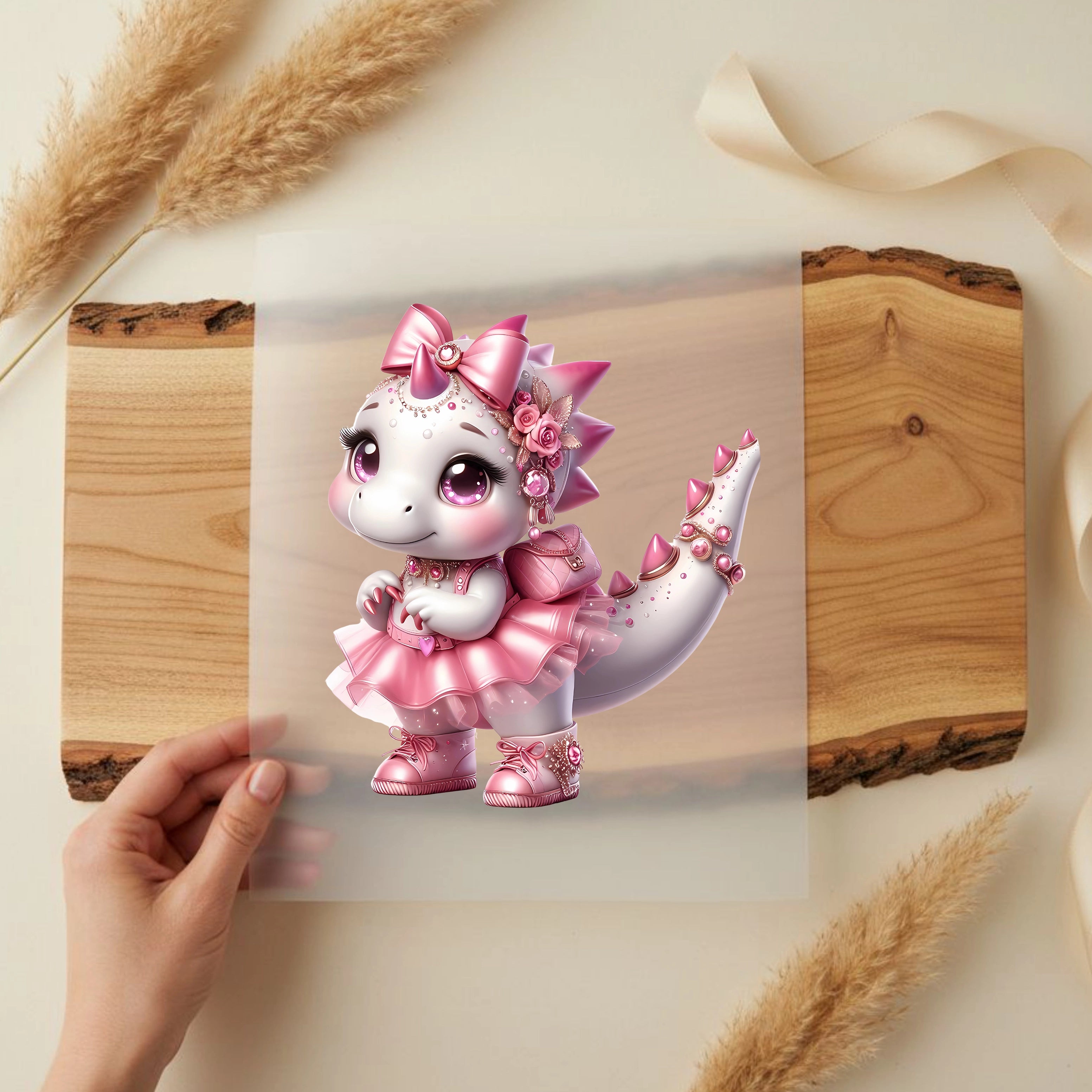 Bügelbild Dino Schmucksternchen