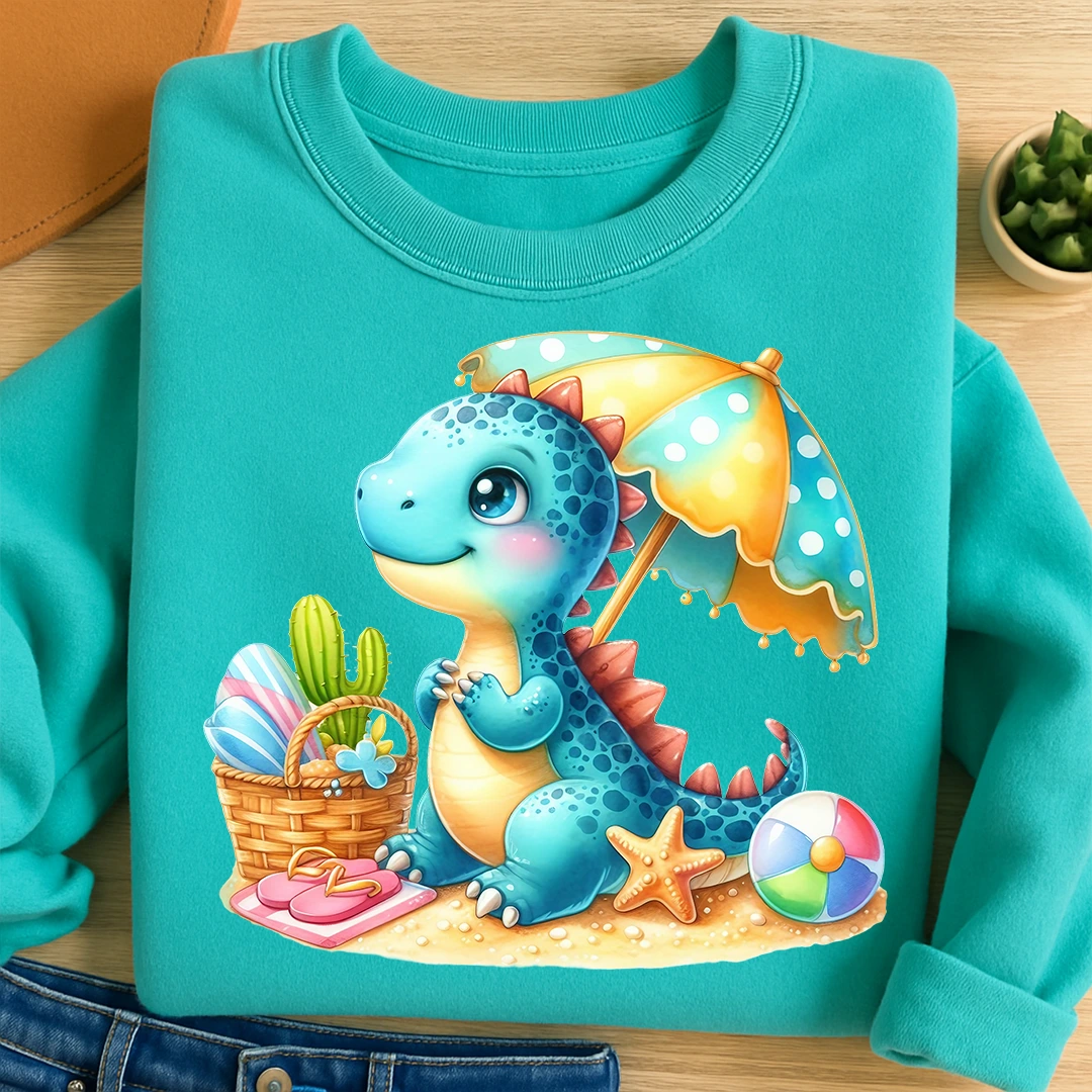 Bügelbild Dino Strandspaß