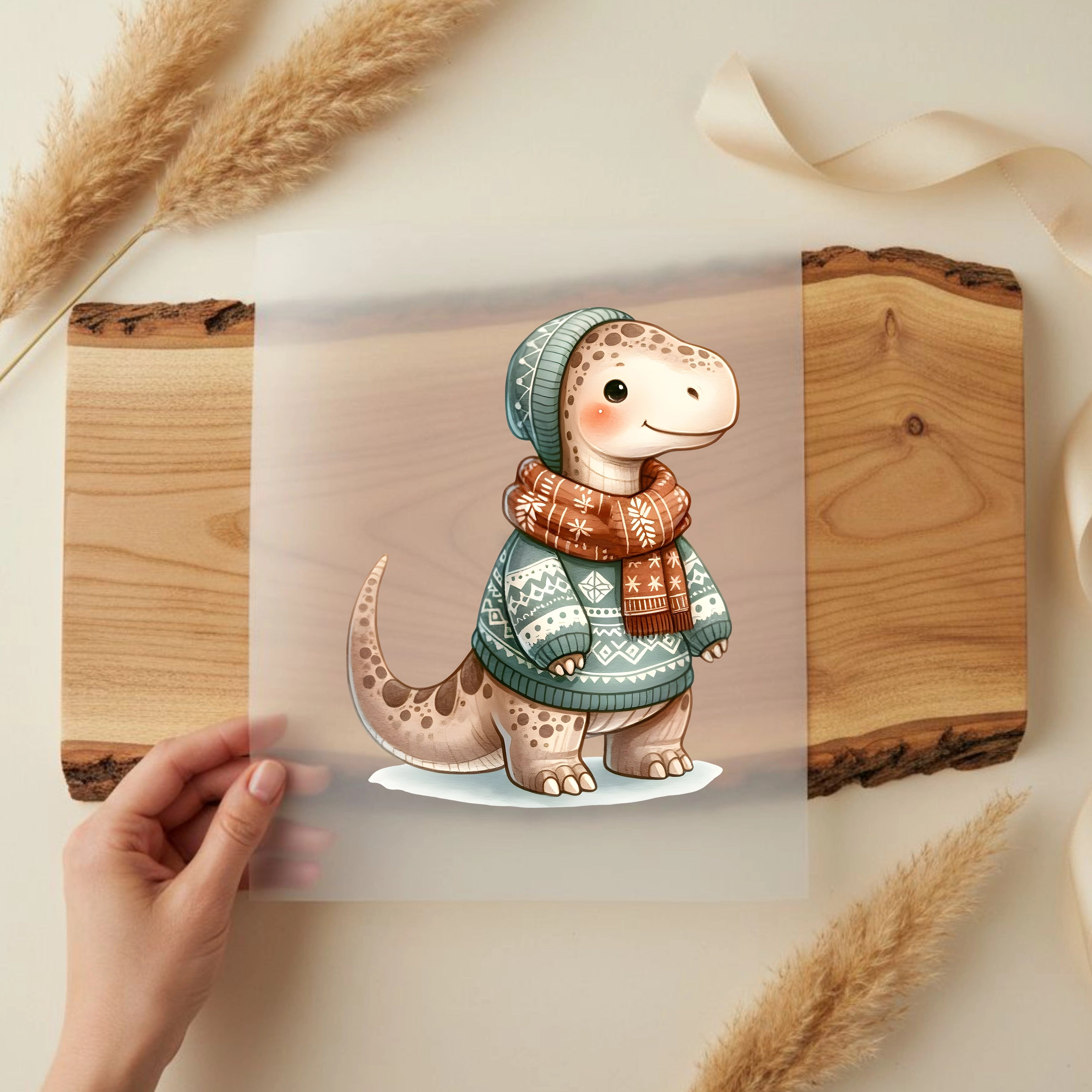 Bügelbild Dino Winterlauscher