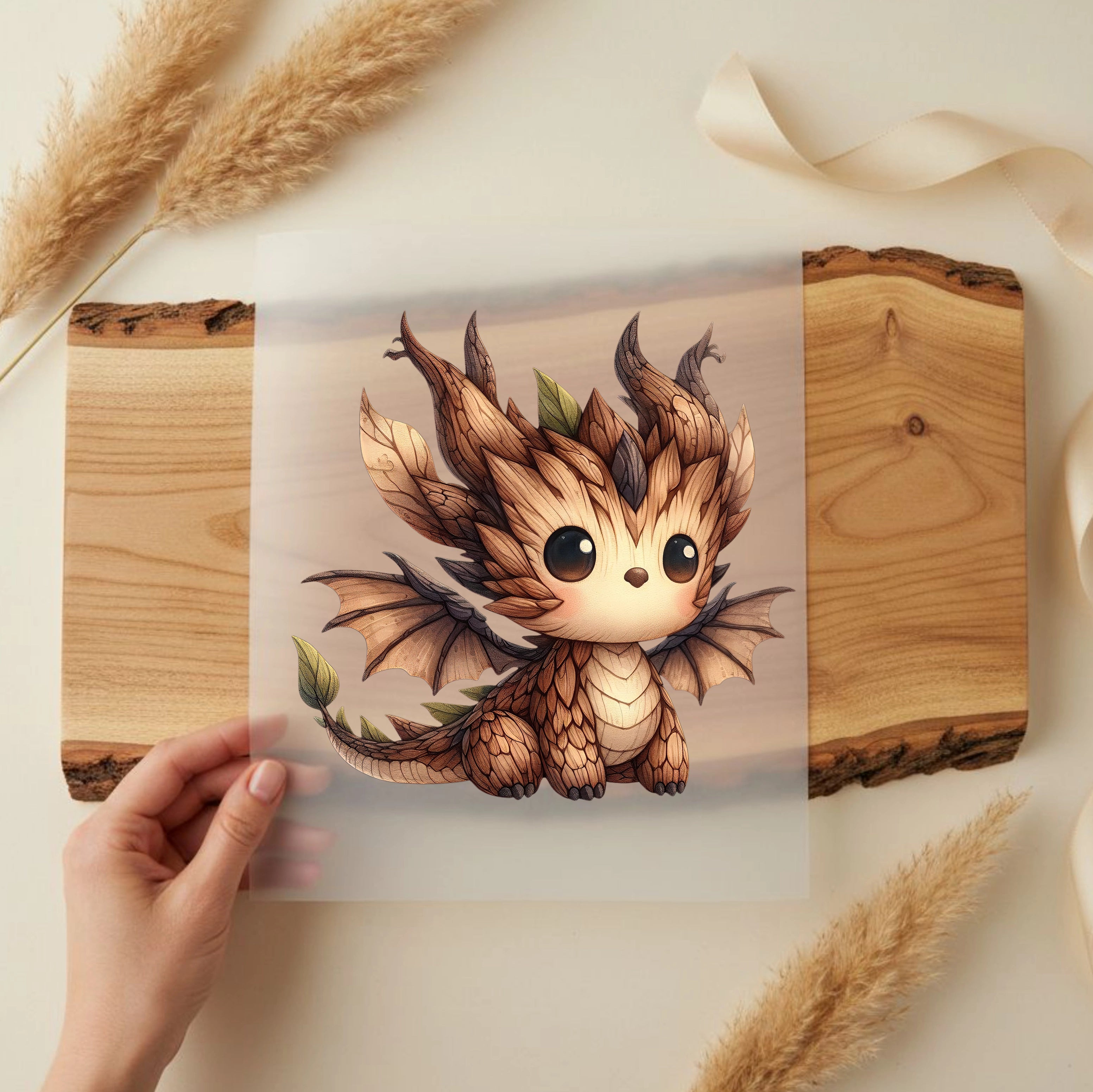 Bügelbild Drache Astflügel