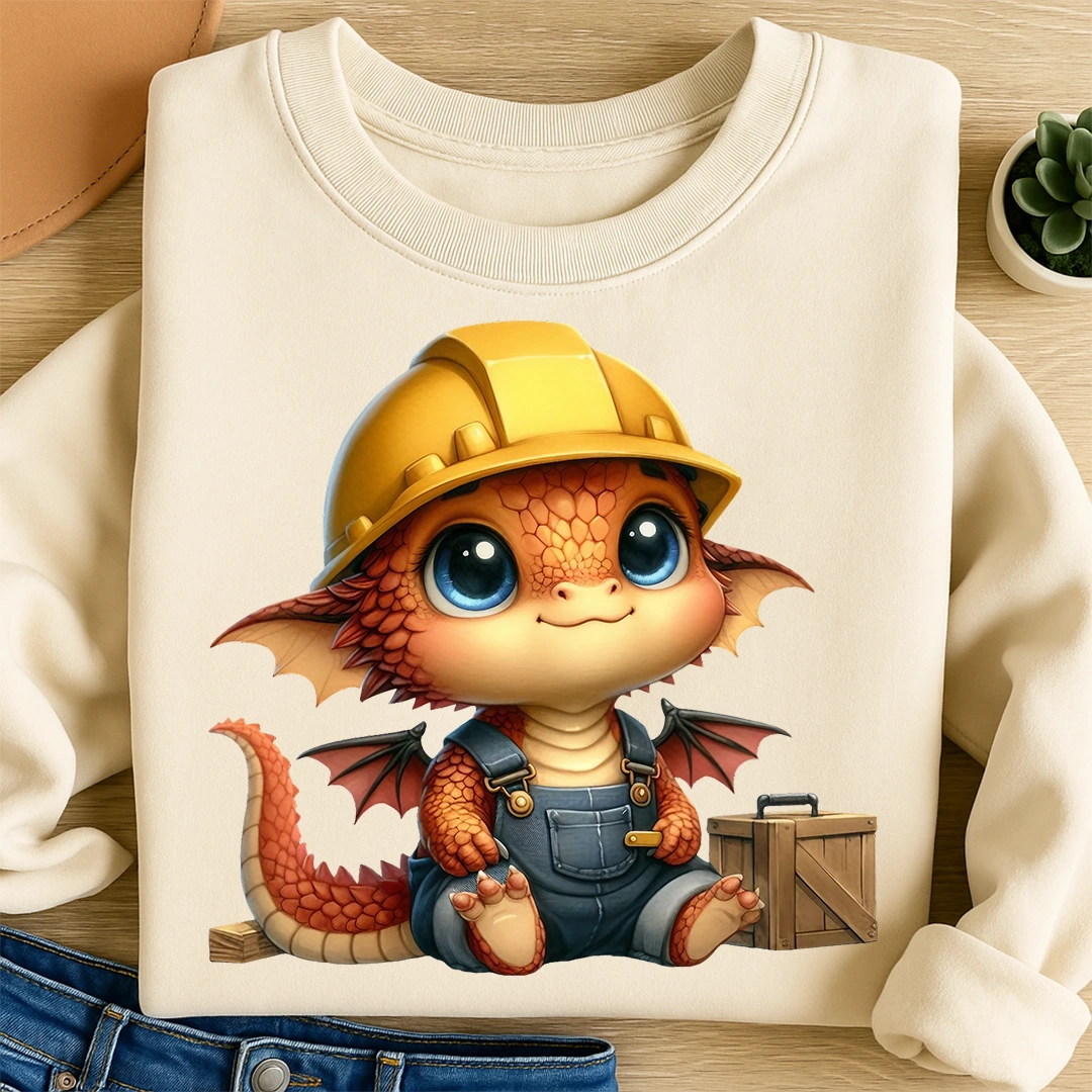 Bügelbild Drache Bauleiter Babyflamme