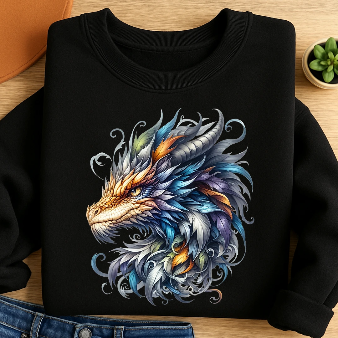 Bügelbild Drache Blaufeder