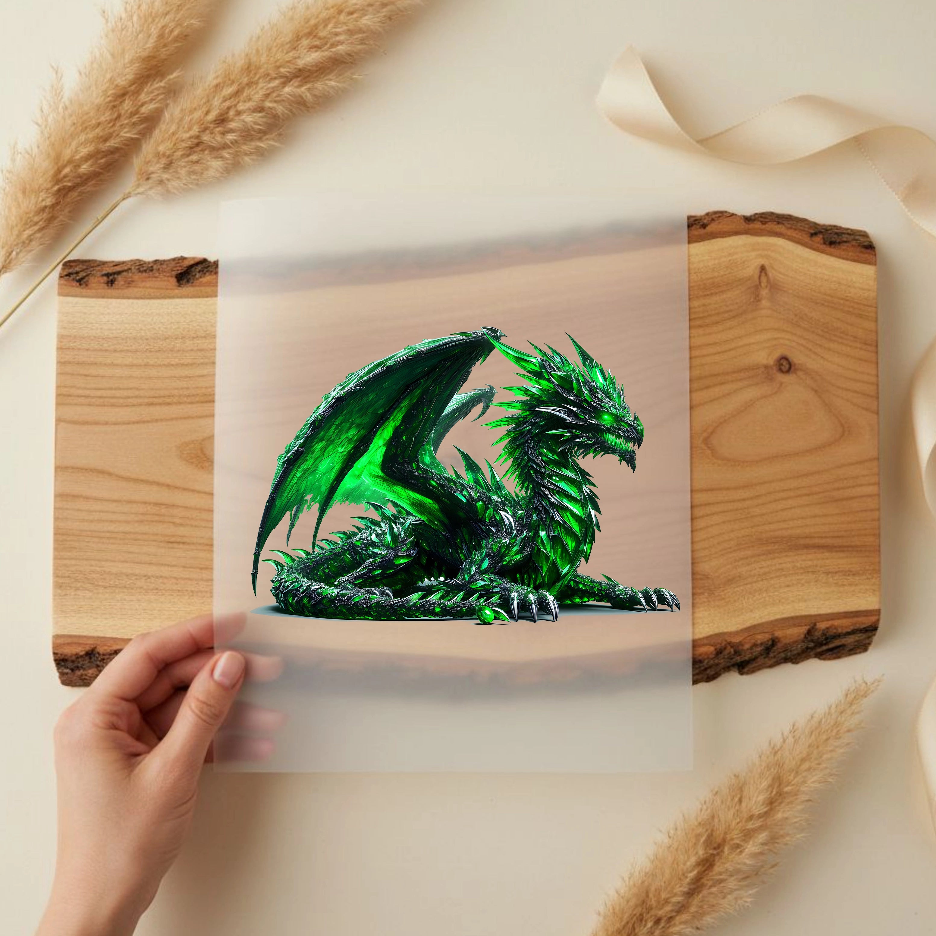 Bügelbild Drache Grünkristall