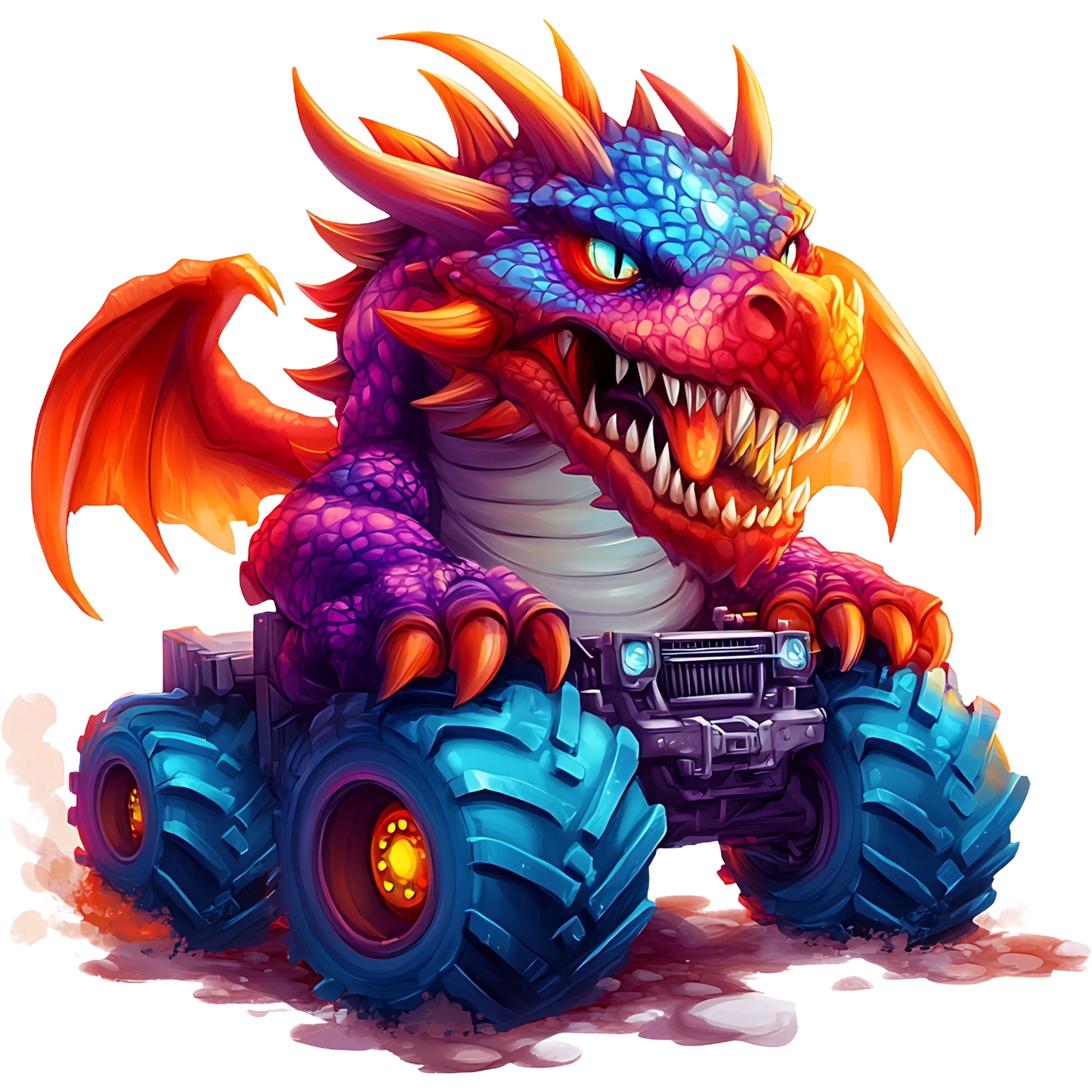 Bügelbild Drache Monstertruck Feuerklaue