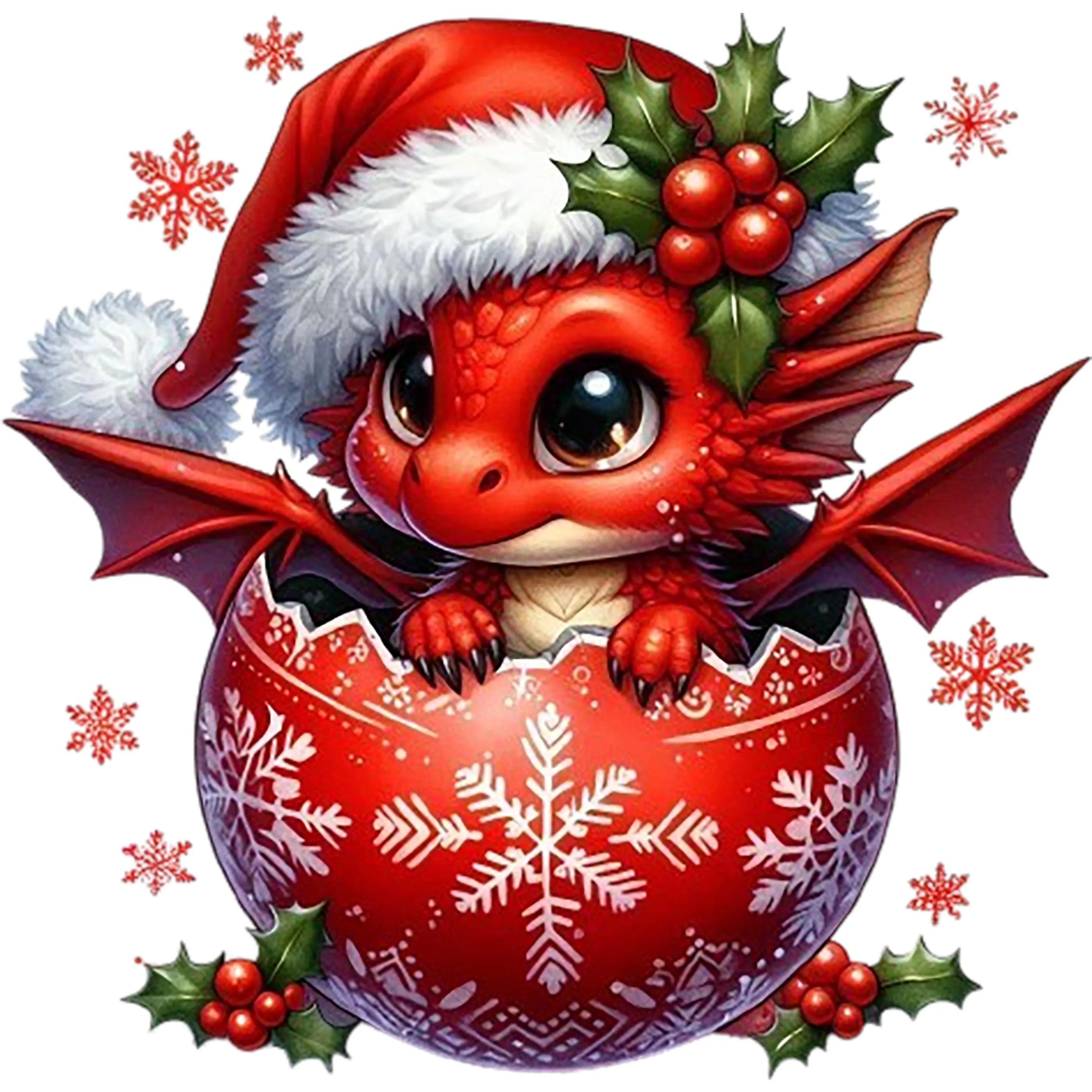 Bügelbild Drache Rotes Weihnachtsglück