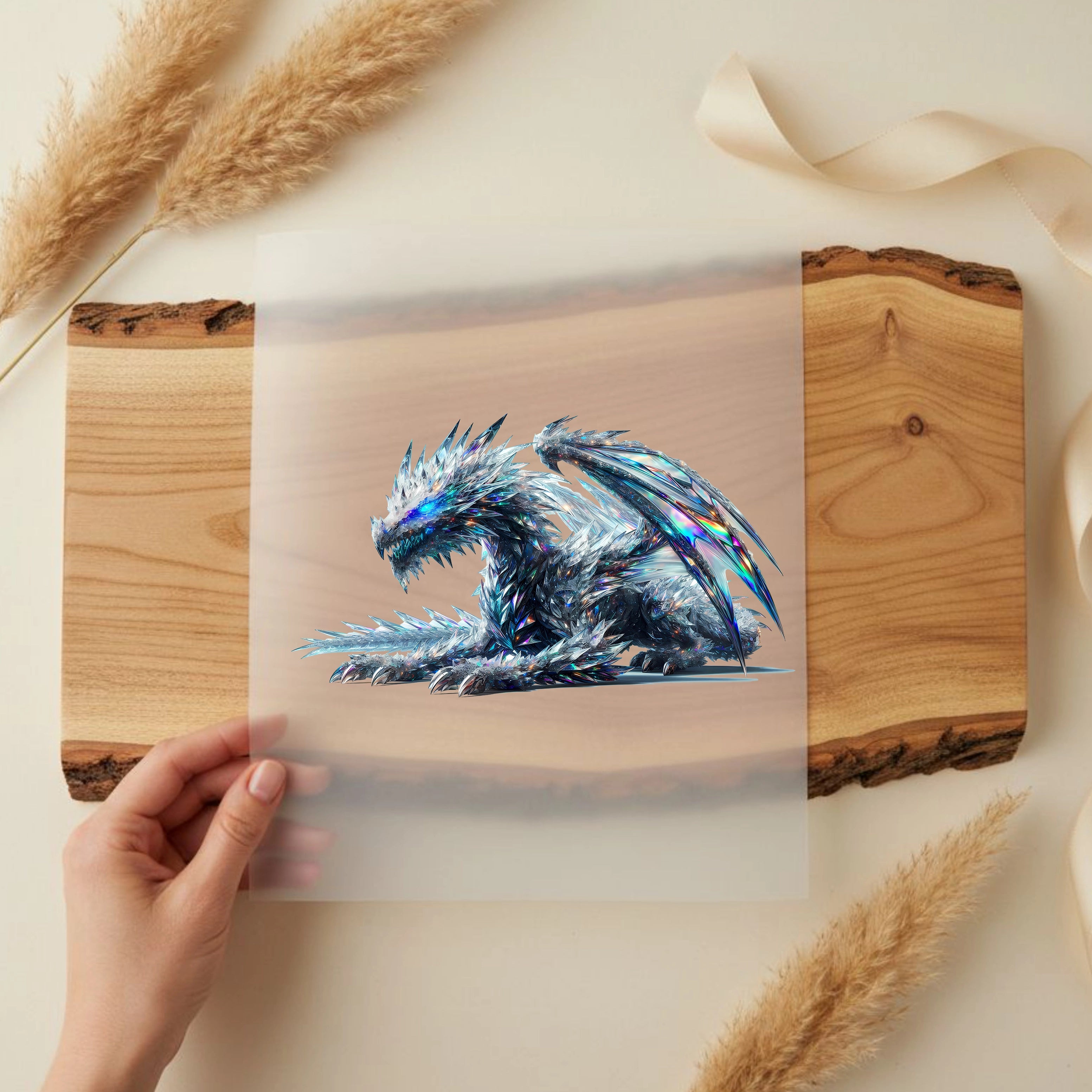 Bügelbild Drache Winterkristall