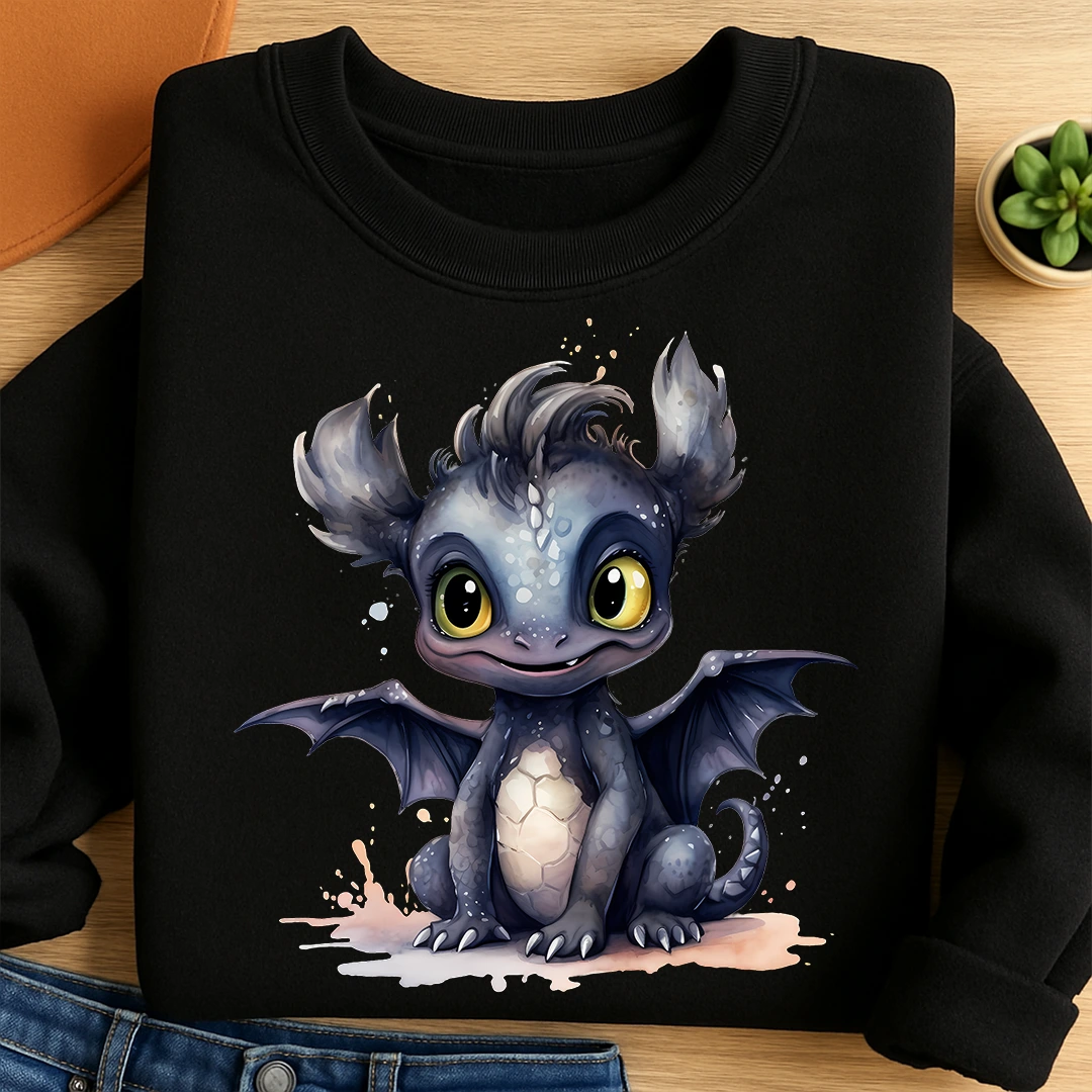 Bügelbild Drachenbaby Schwarz