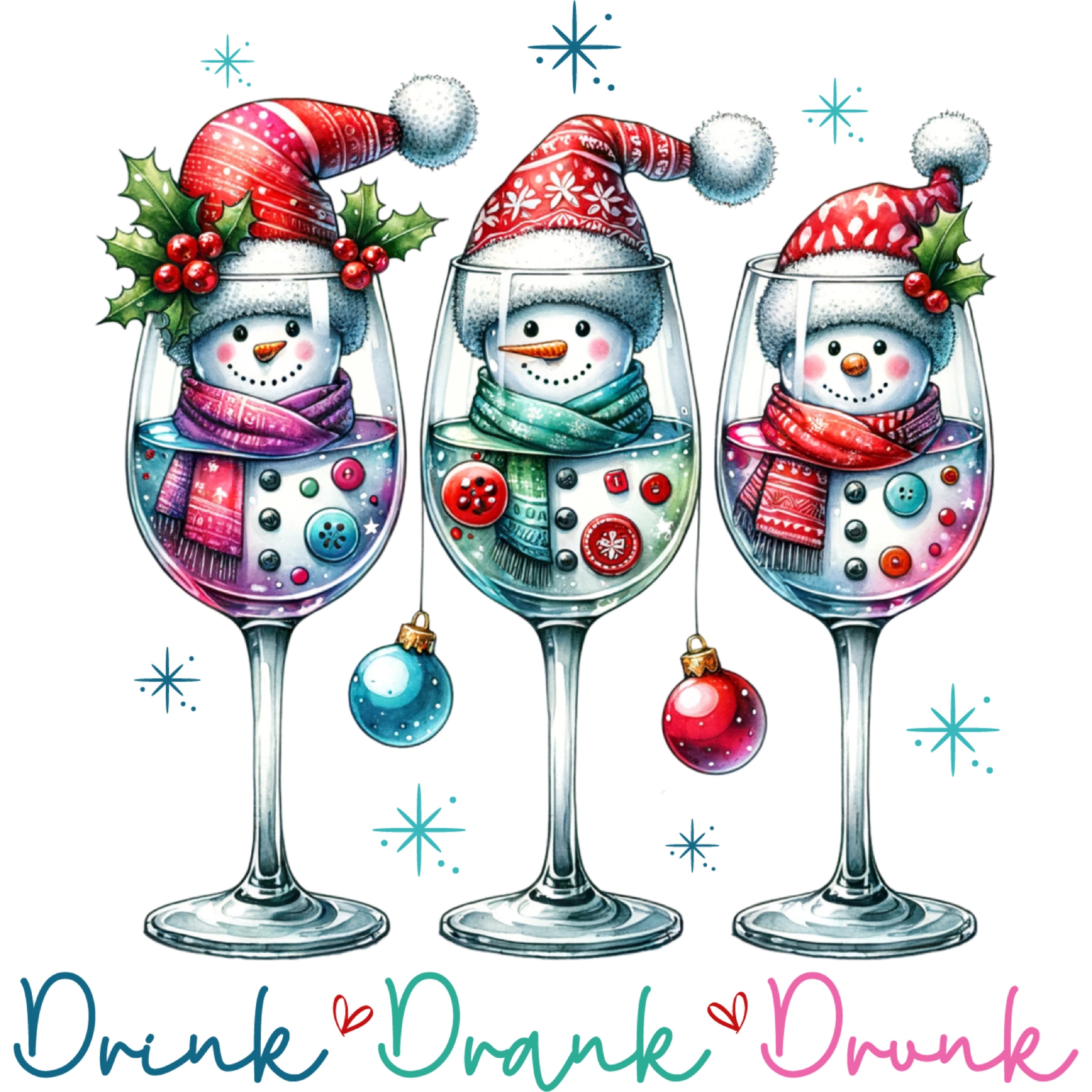 Bügelbild Drink Drank Drunk Schneemänner