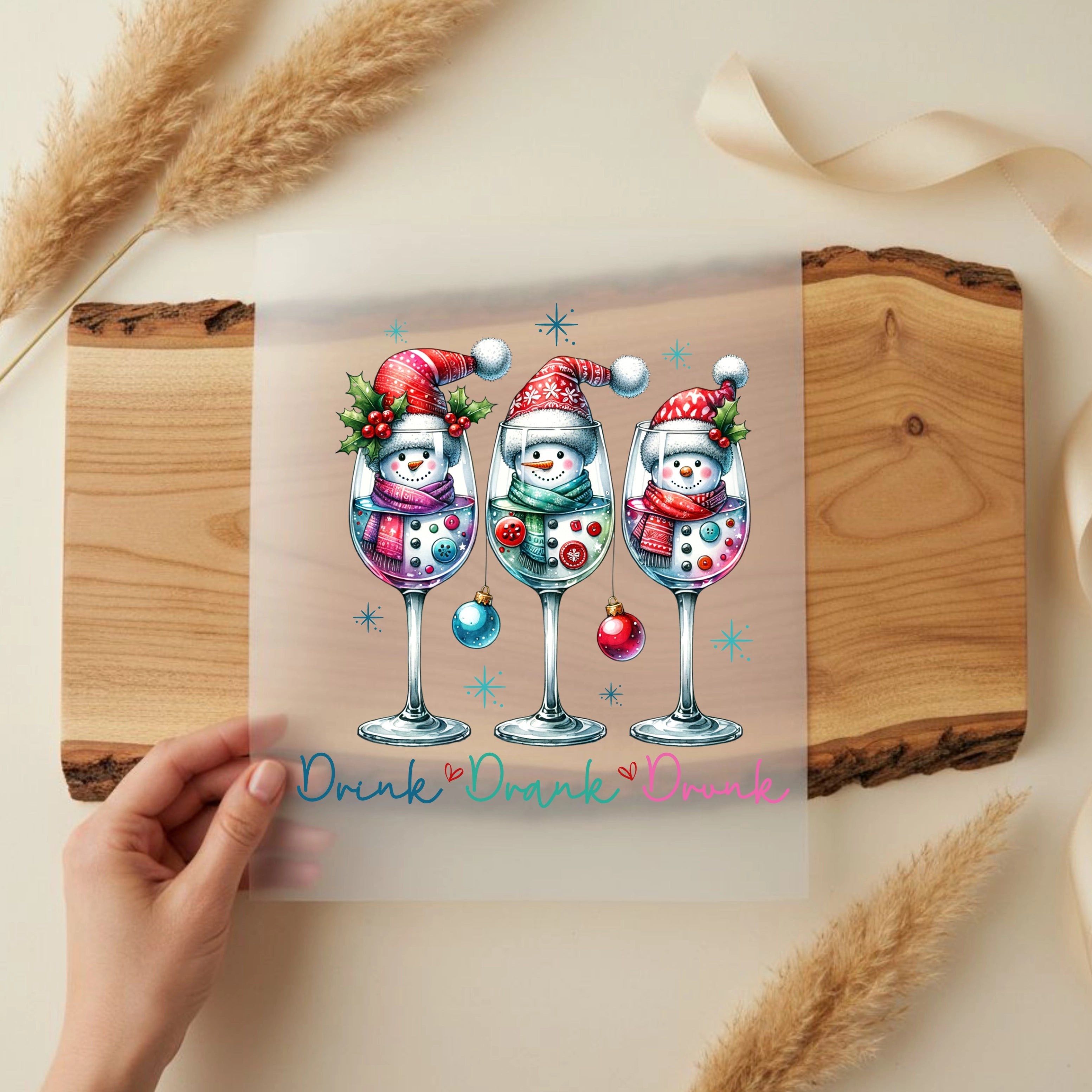 Bügelbild Drink Drank Drunk Schneemänner