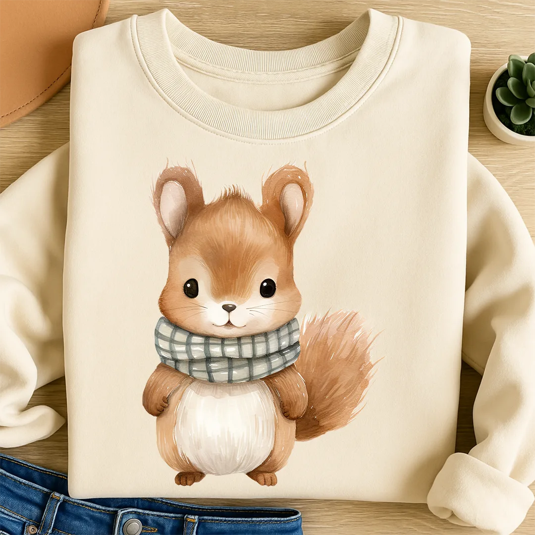 Bügelbild Eichhörnchen Emil Beige