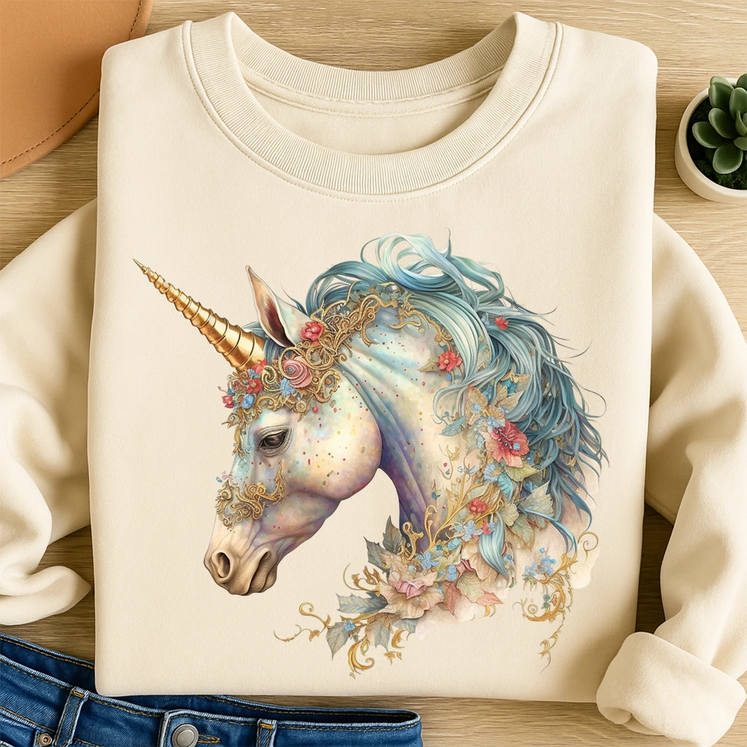Bügelbild Einhorn Goldenglanz