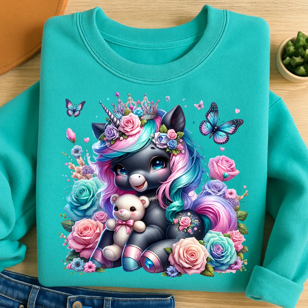 Bügelbild Einhorn Nocturna Rosentraum