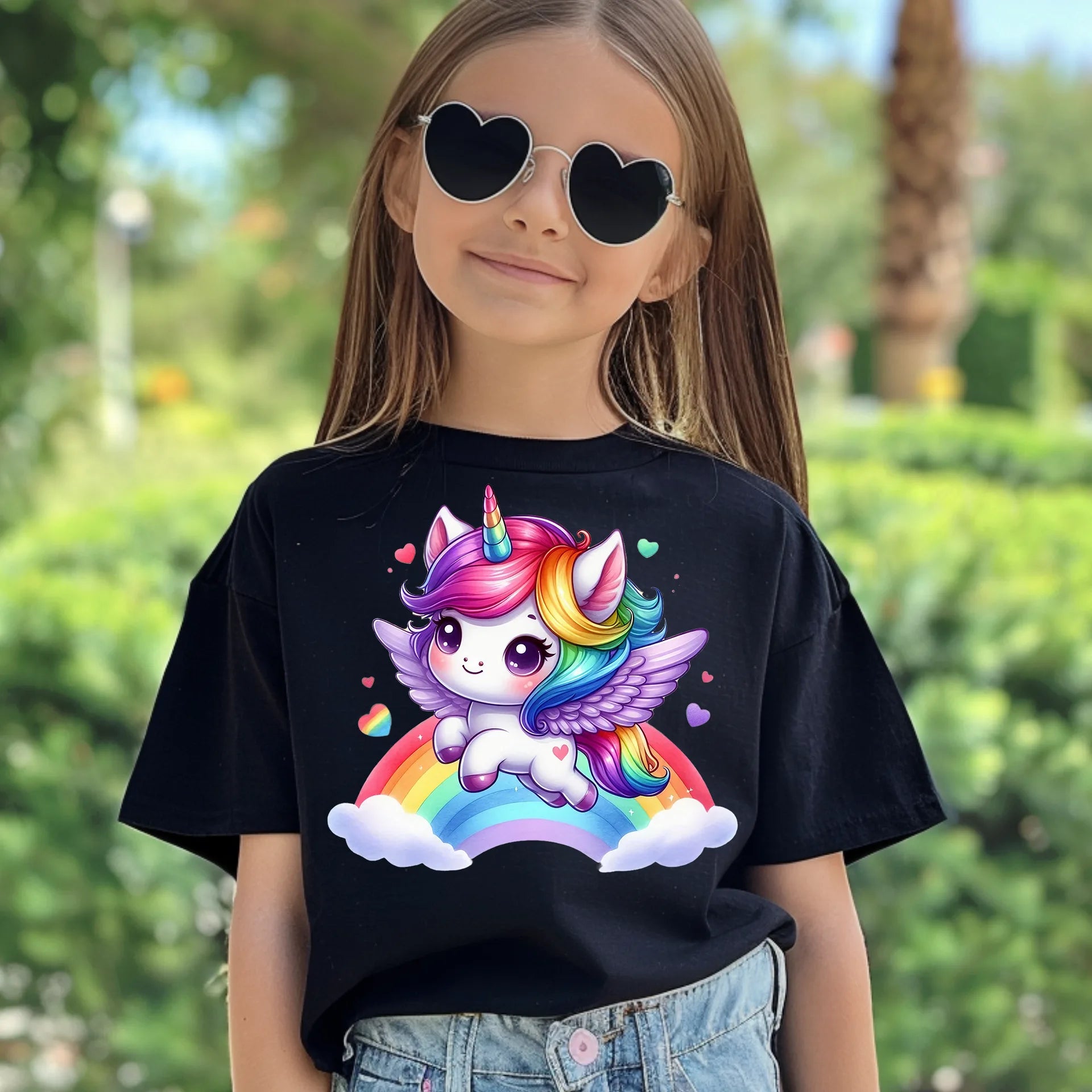 Bügelbild Einhorn Regenbogenflug