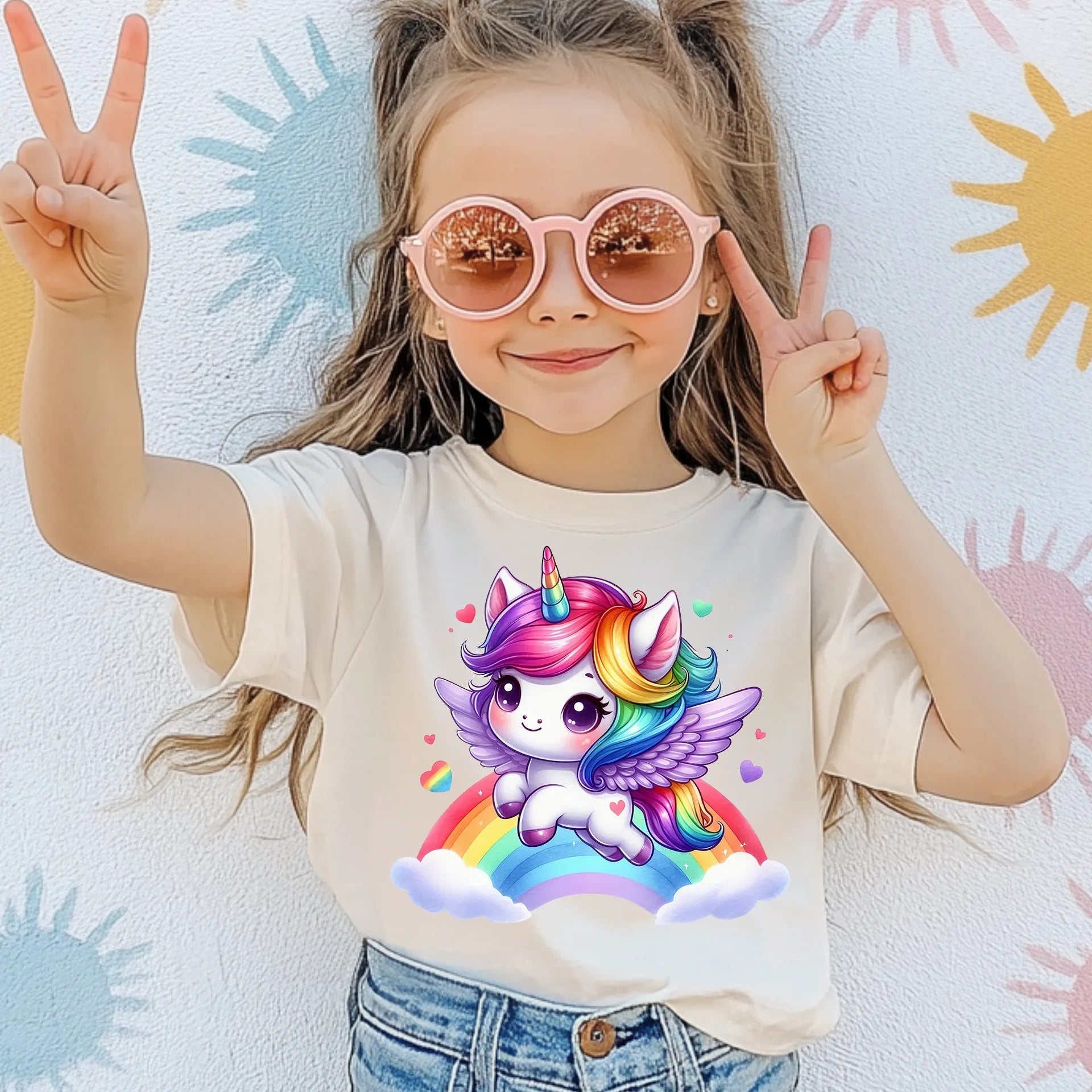 Bügelbild Einhorn Regenbogenflug