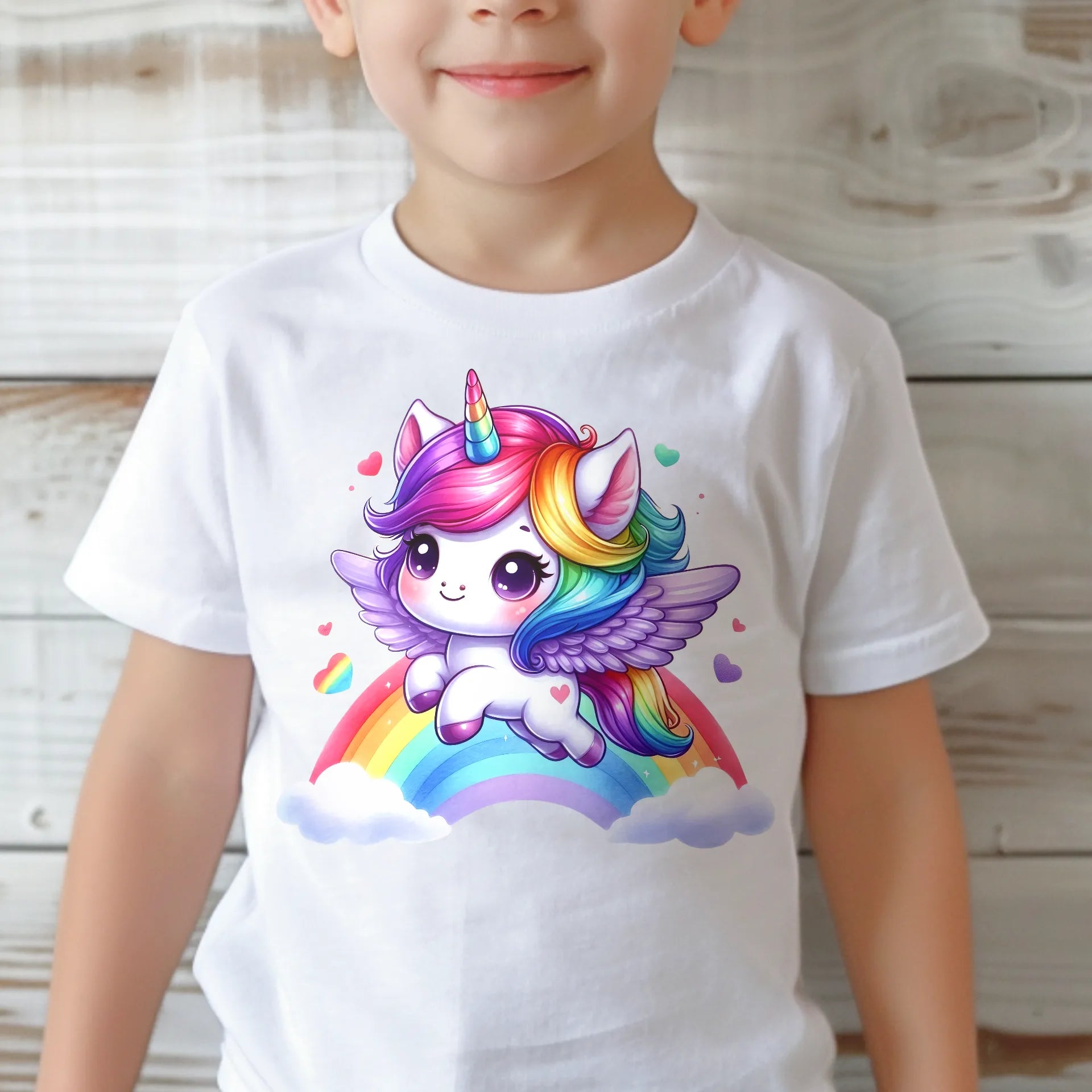 Bügelbild Einhorn Regenbogenflug