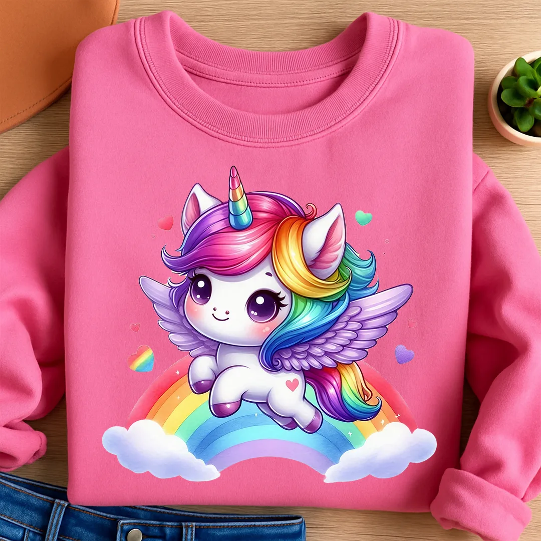Bügelbild Einhorn Regenbogenflug