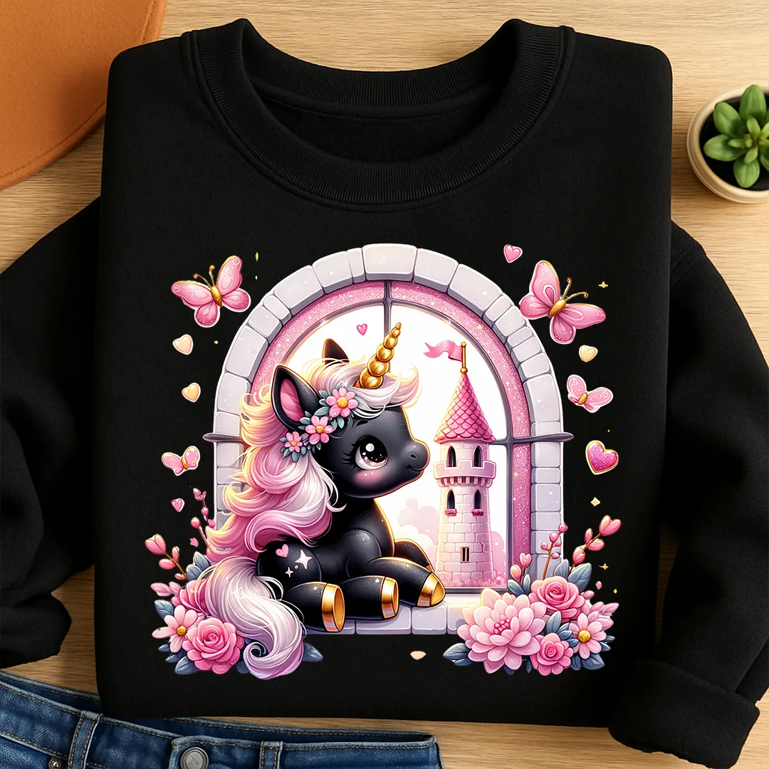 Bügelbild Einhorn Rosabella Turm