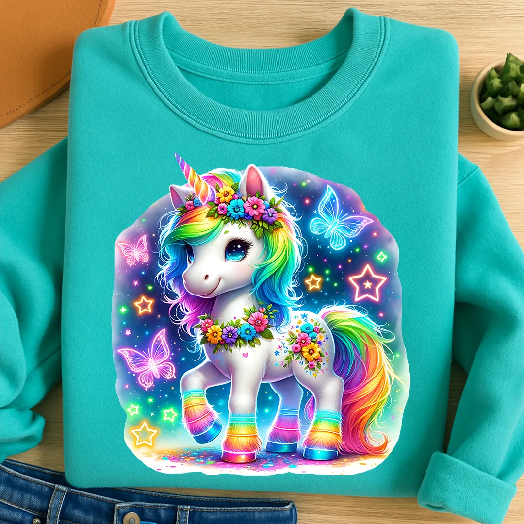 Bügelbild Einhorn Zaria Neonzauber