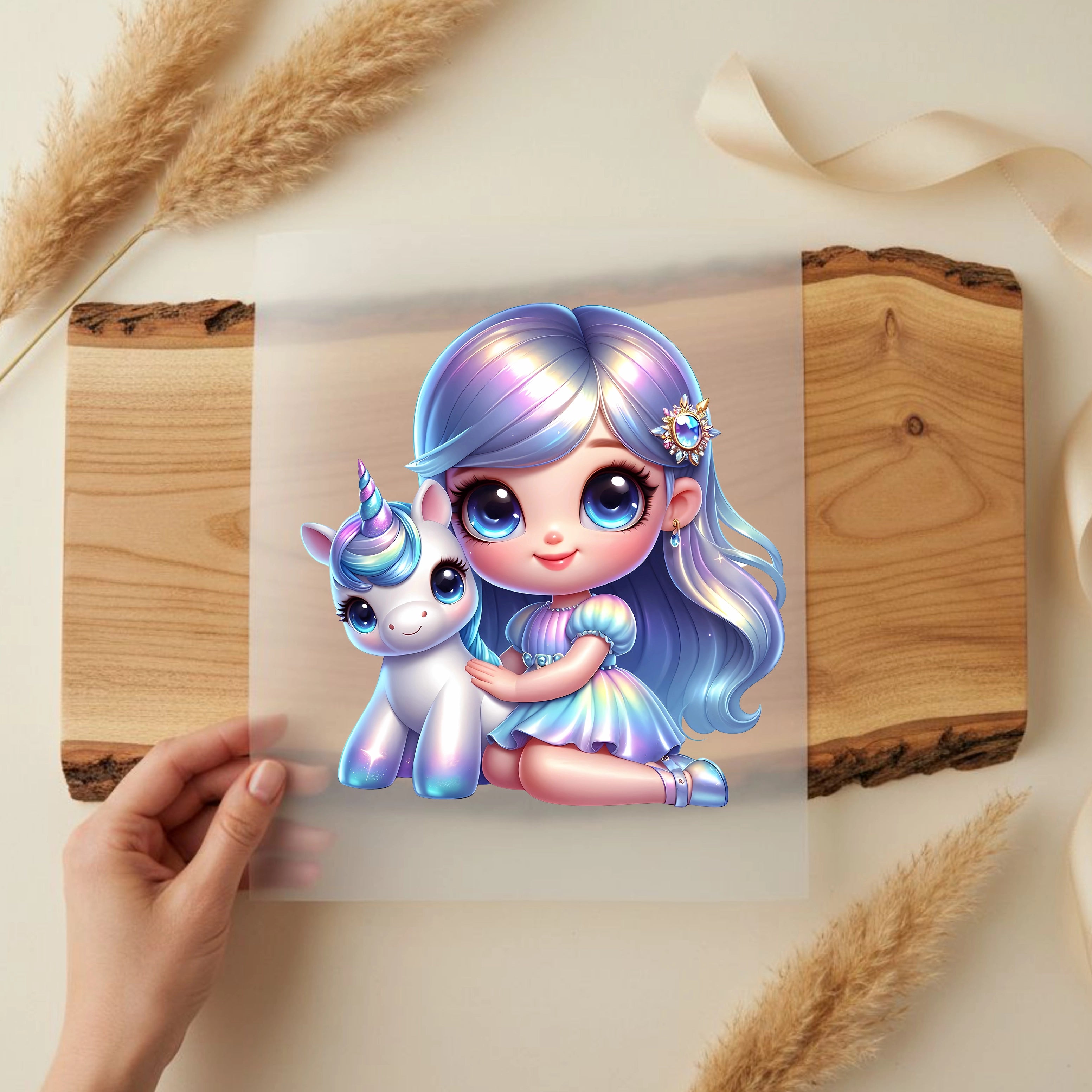 Bügelbild Einhornmagie Mädchen