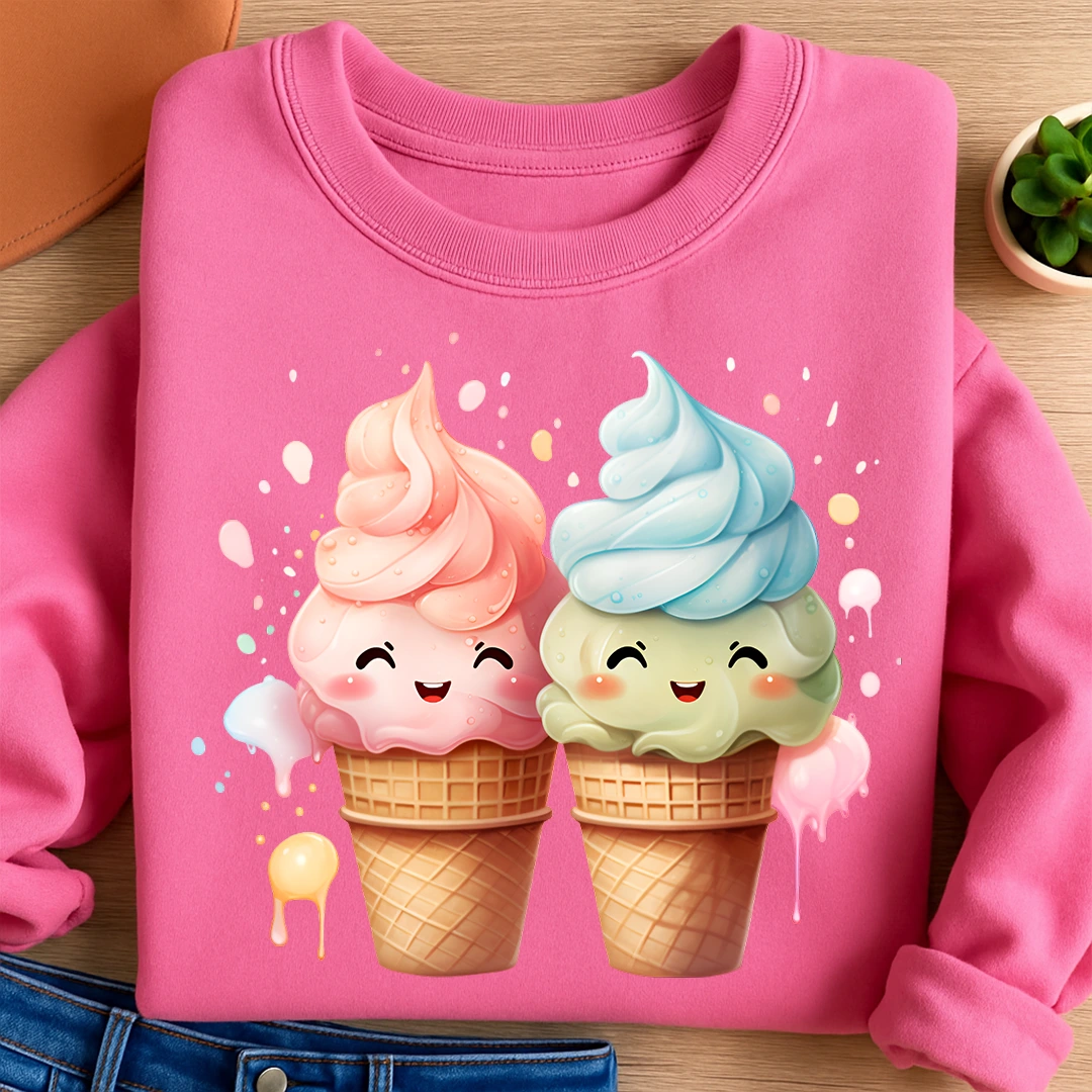 Bügelbild Eis Creme Freunde