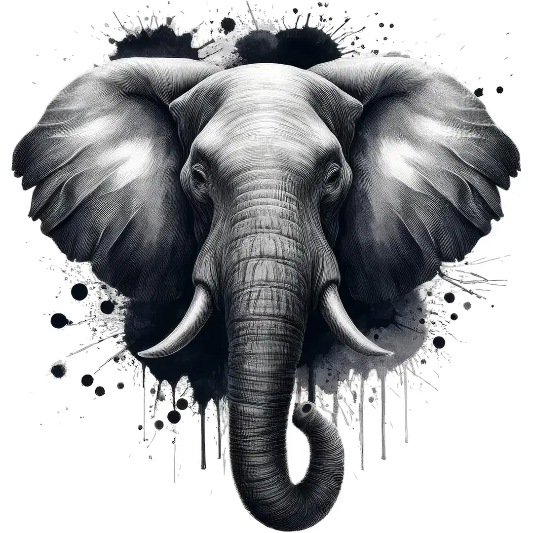 Bügelbild Elefant graue Kraft - S