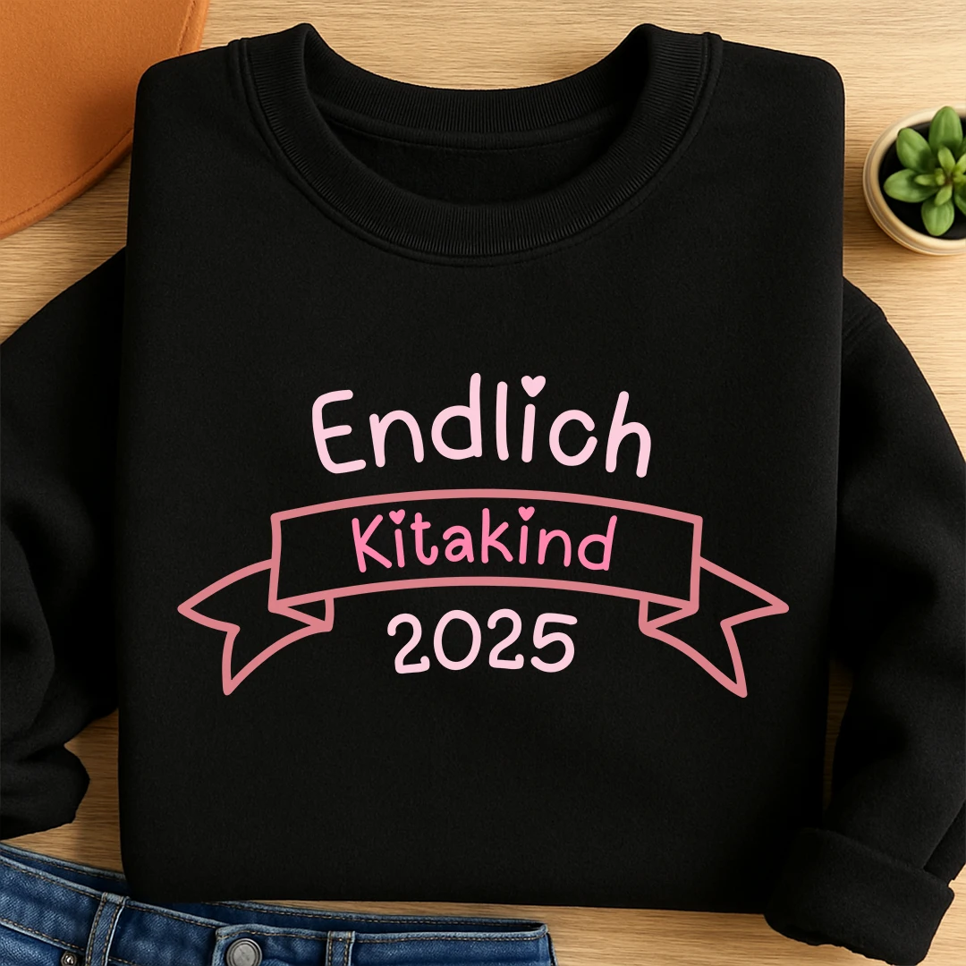 Bügelbild Endlich Kitakind Rosa