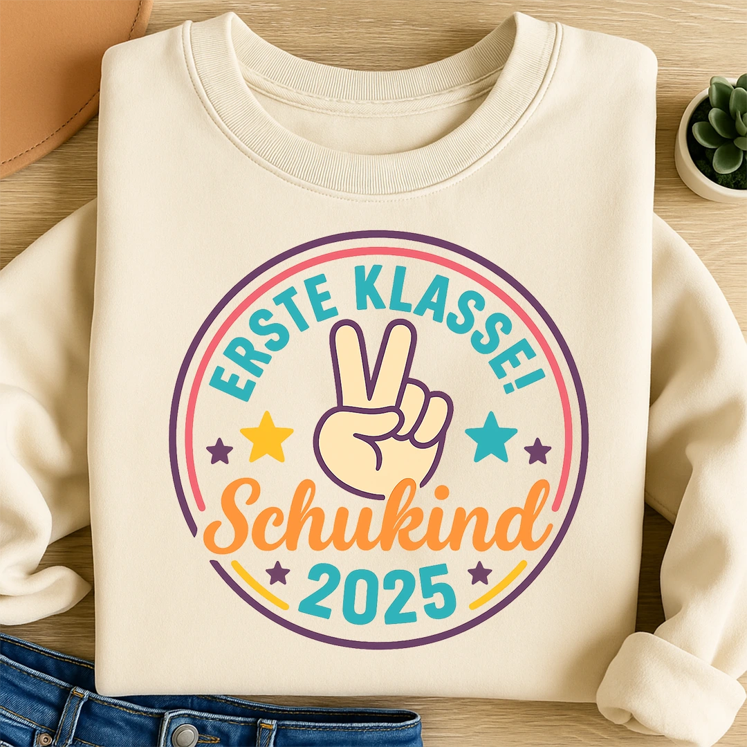Bügelbild Erste Klasse Schulkind 2025