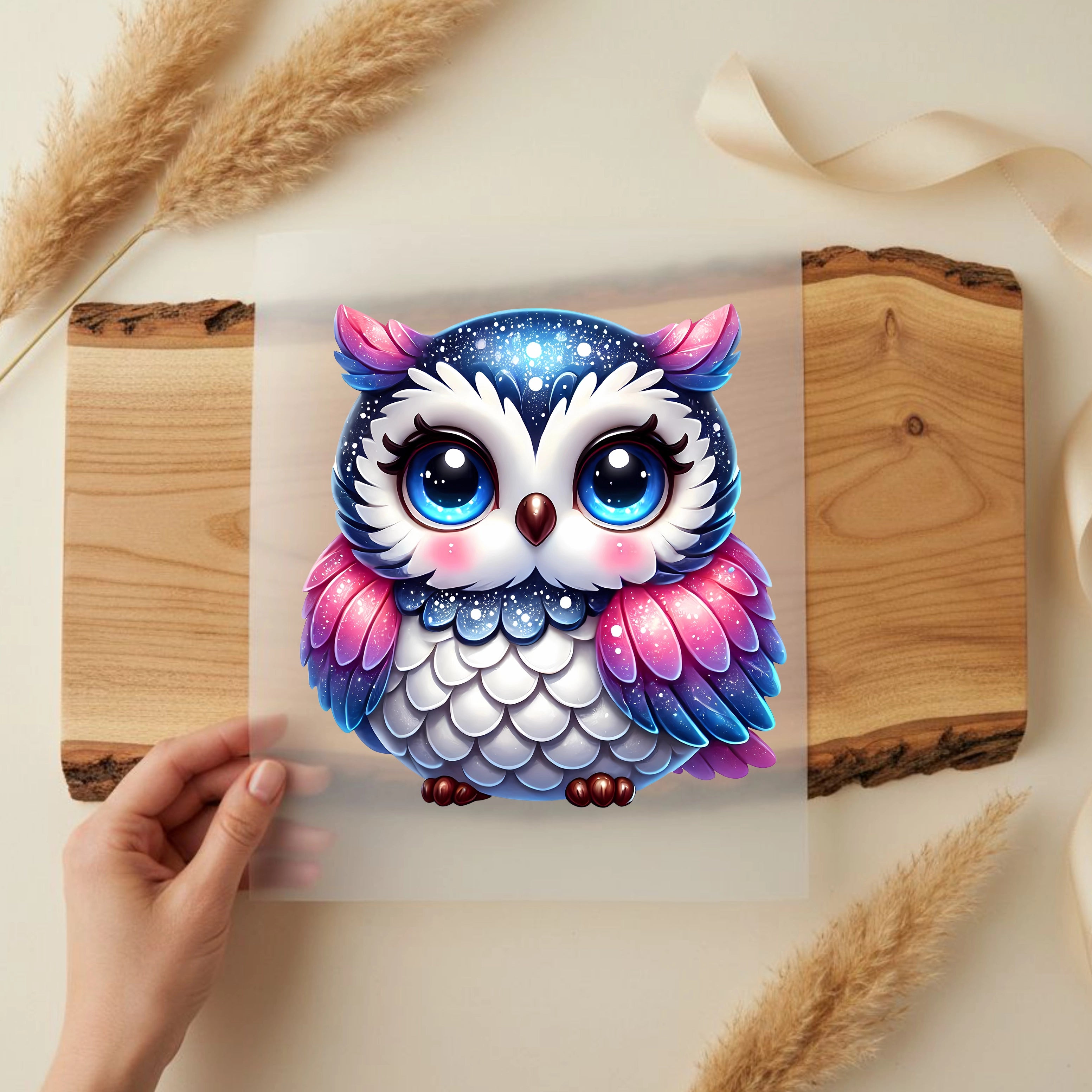 Bügelbild Eule Sternenglanz