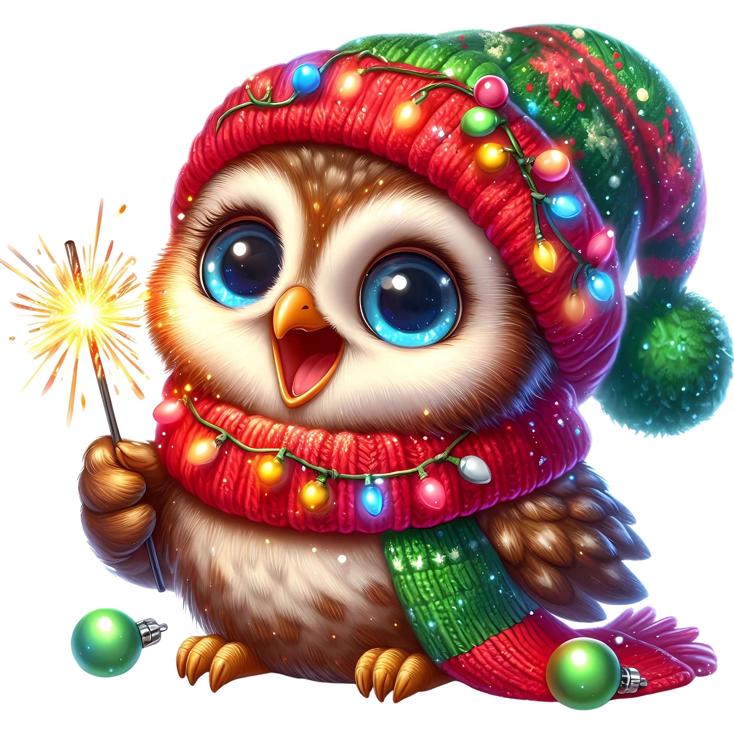 Bügelbild Eule Weihnachtsglanz