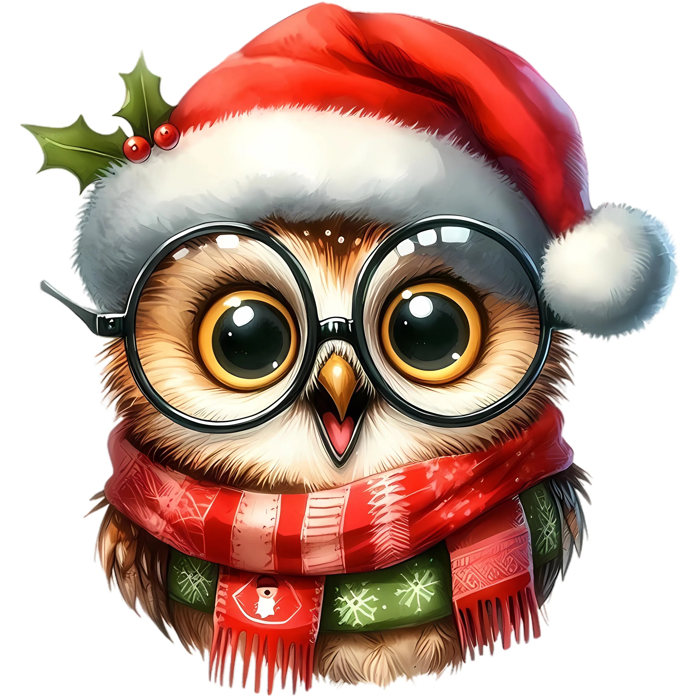 Bügelbild Eule Weihnachtslicht