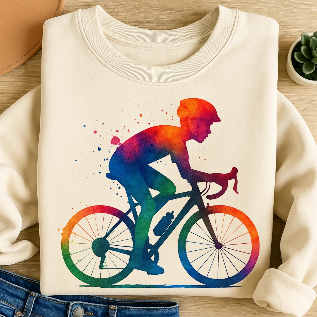 Bügelbild Fahrradfahrer Splash