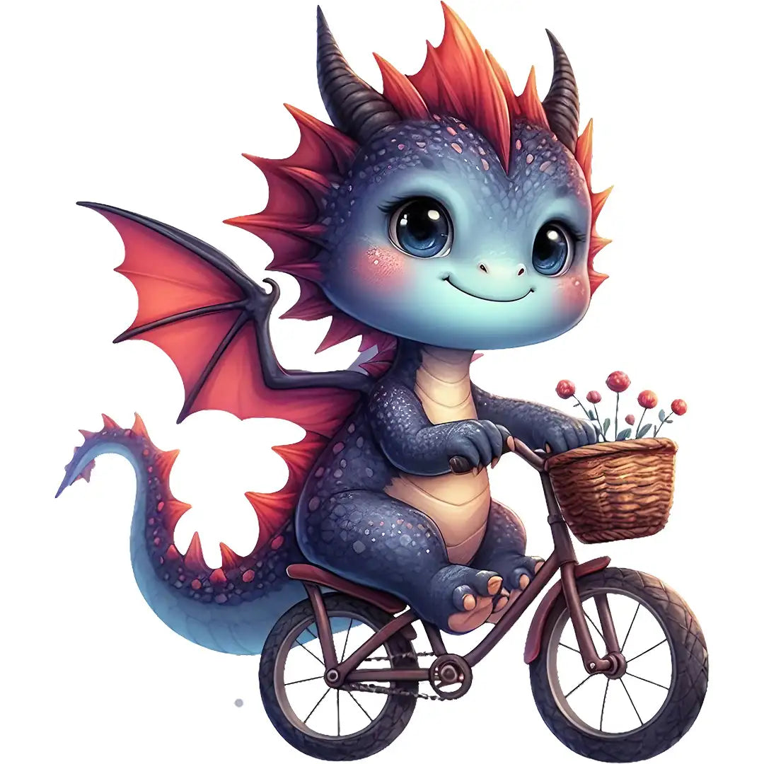 Bügelbild Fahrradheld Finn der Drache - S