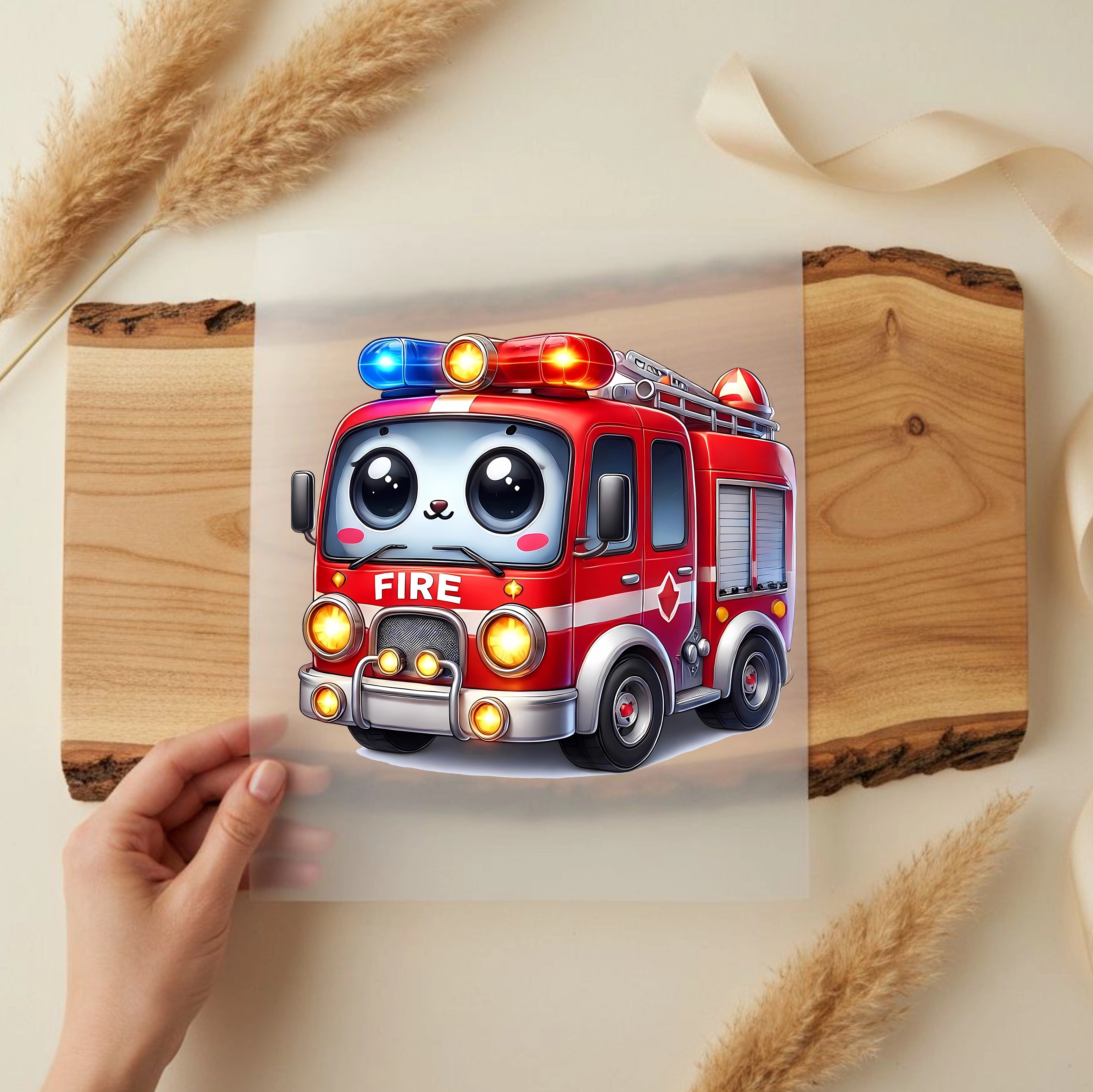 Bügelbild Feuerwehr Happy Firetruck